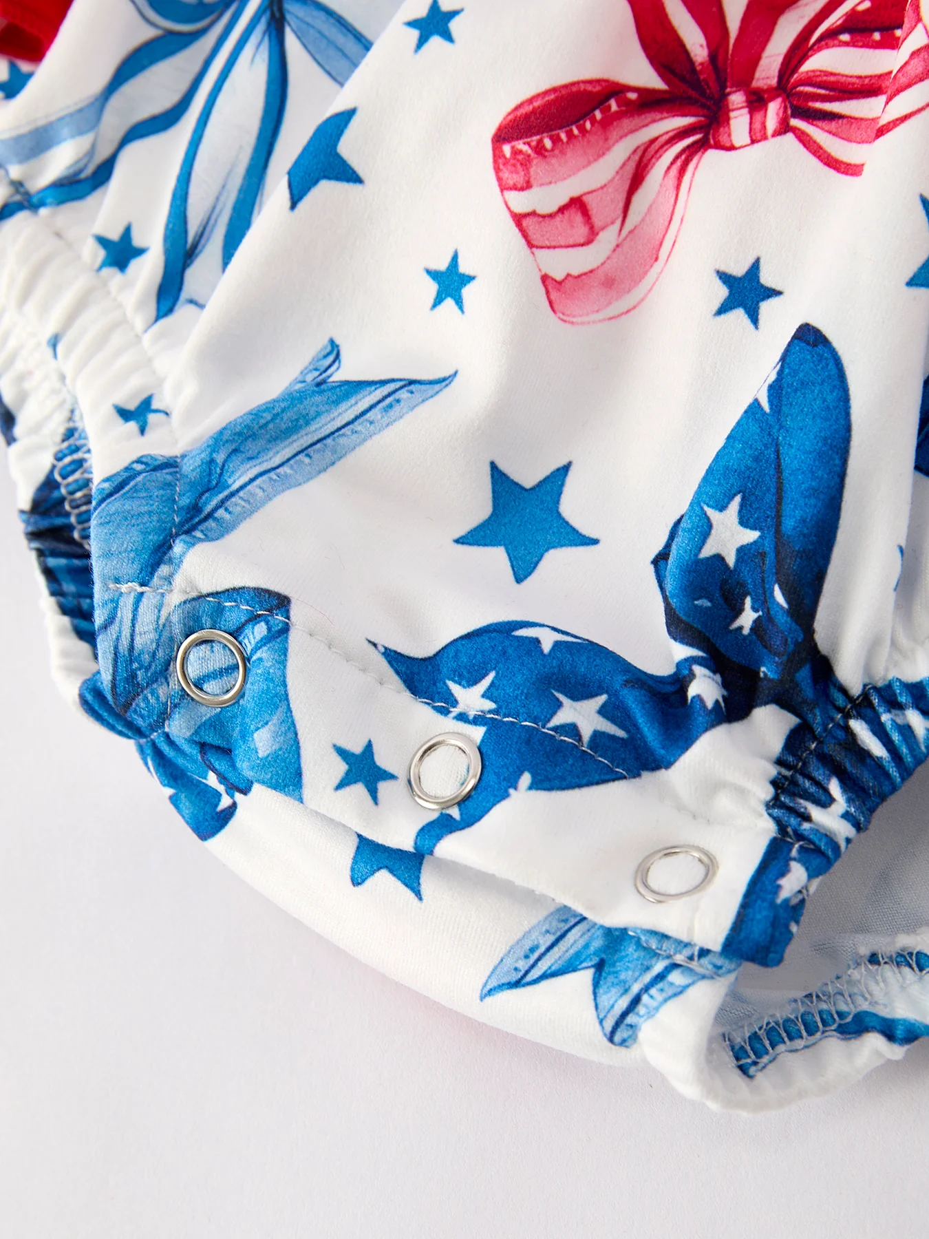 4th of july Bow Print Girls Romper - Image 5