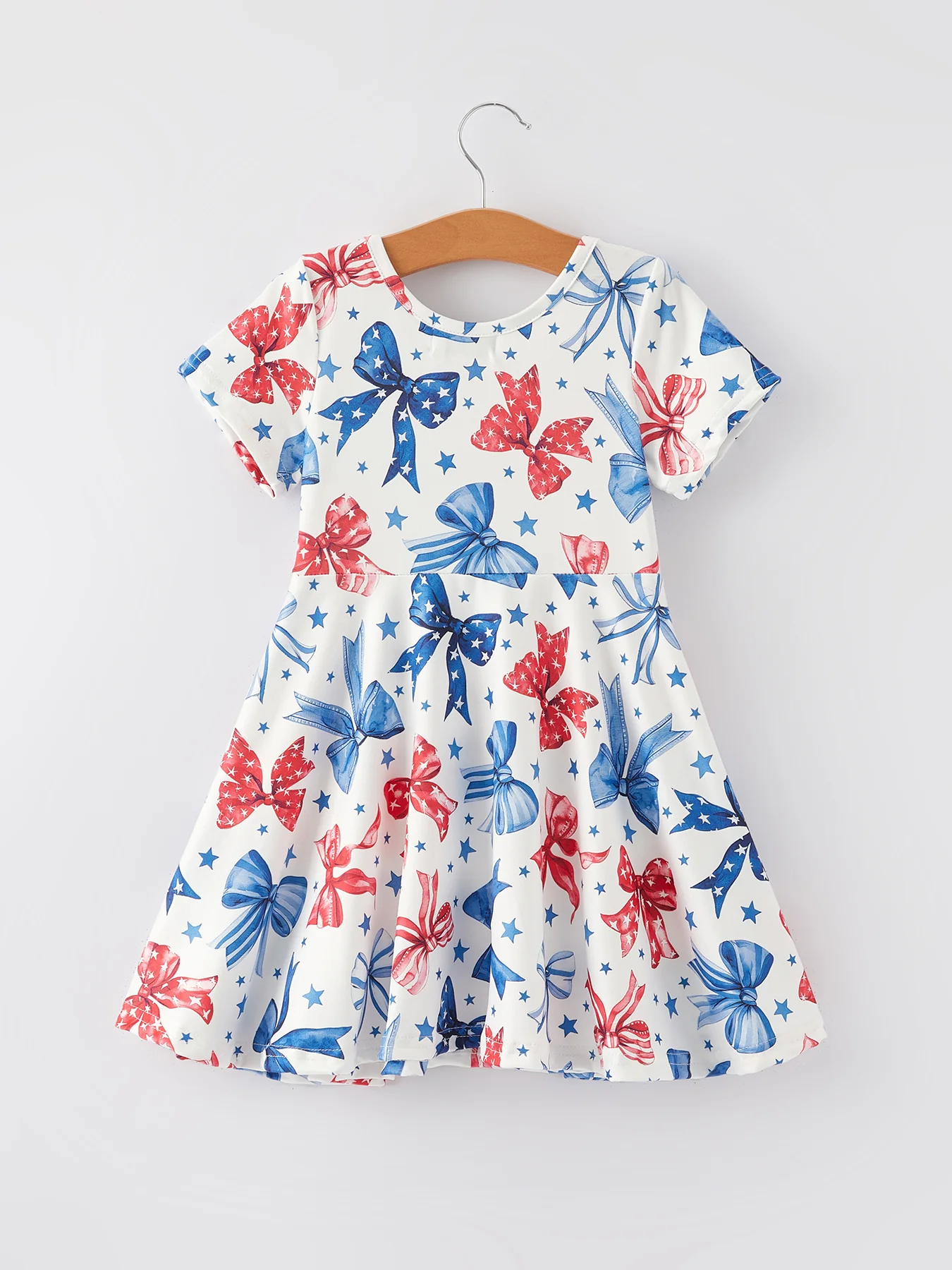 4th Of July Bow Star Girls Dress - Image 6
