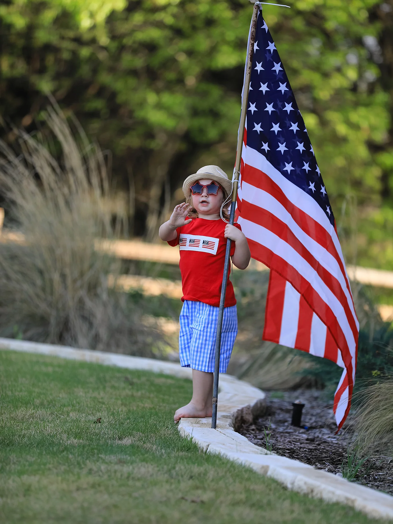 4th of july Flag Embroidery Smocking Boys Set - Image 2