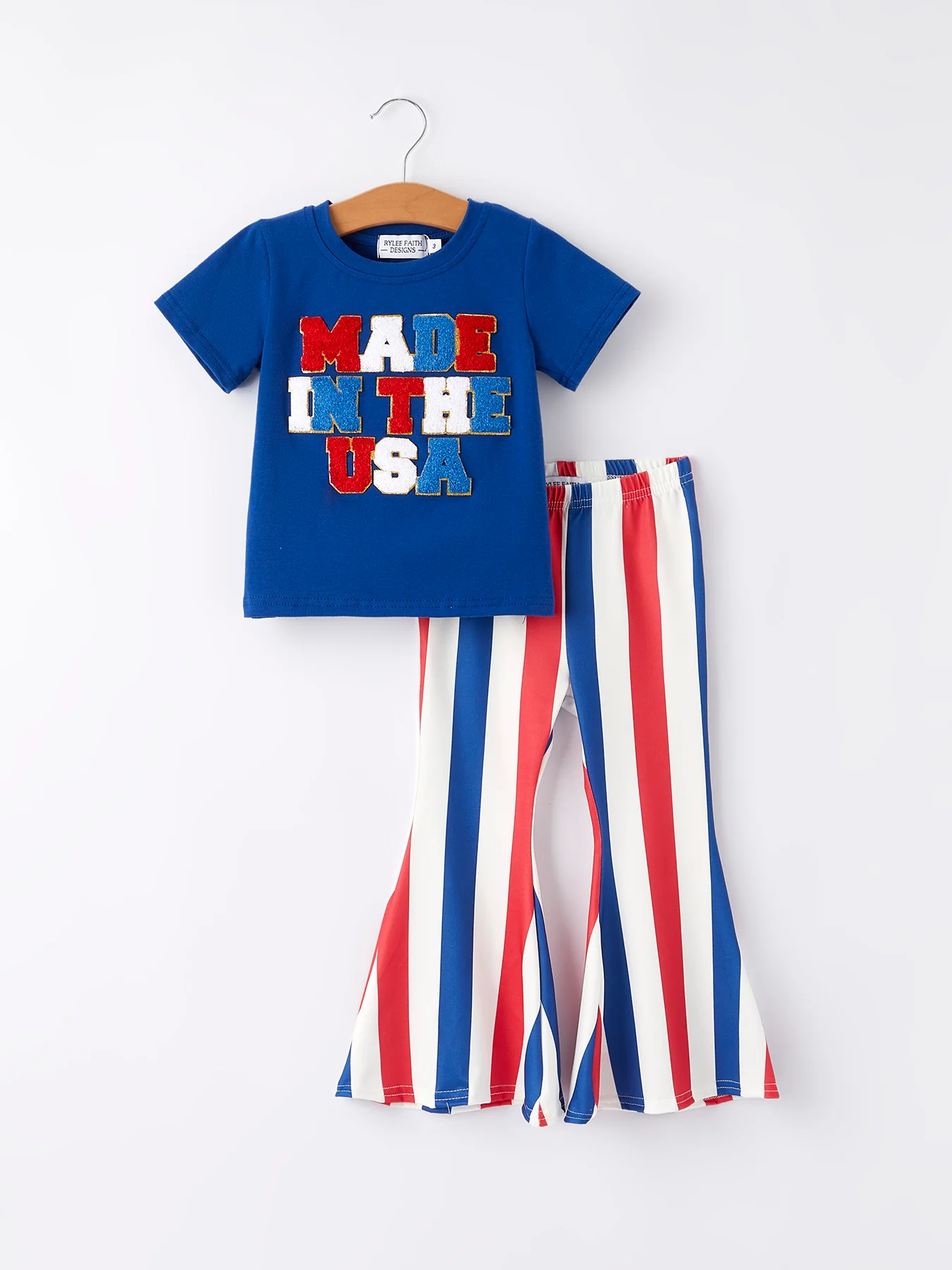 4th of july "MADE IN THE USA" Chenille Patch Girls Set