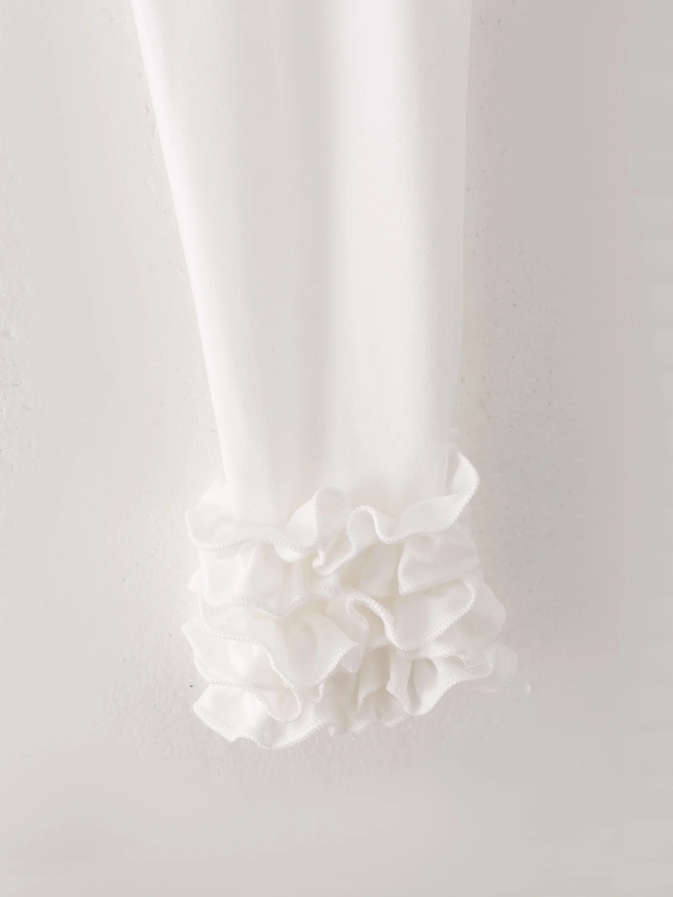 White Milk Silk Ruffled Solid Color Pants - Image 3