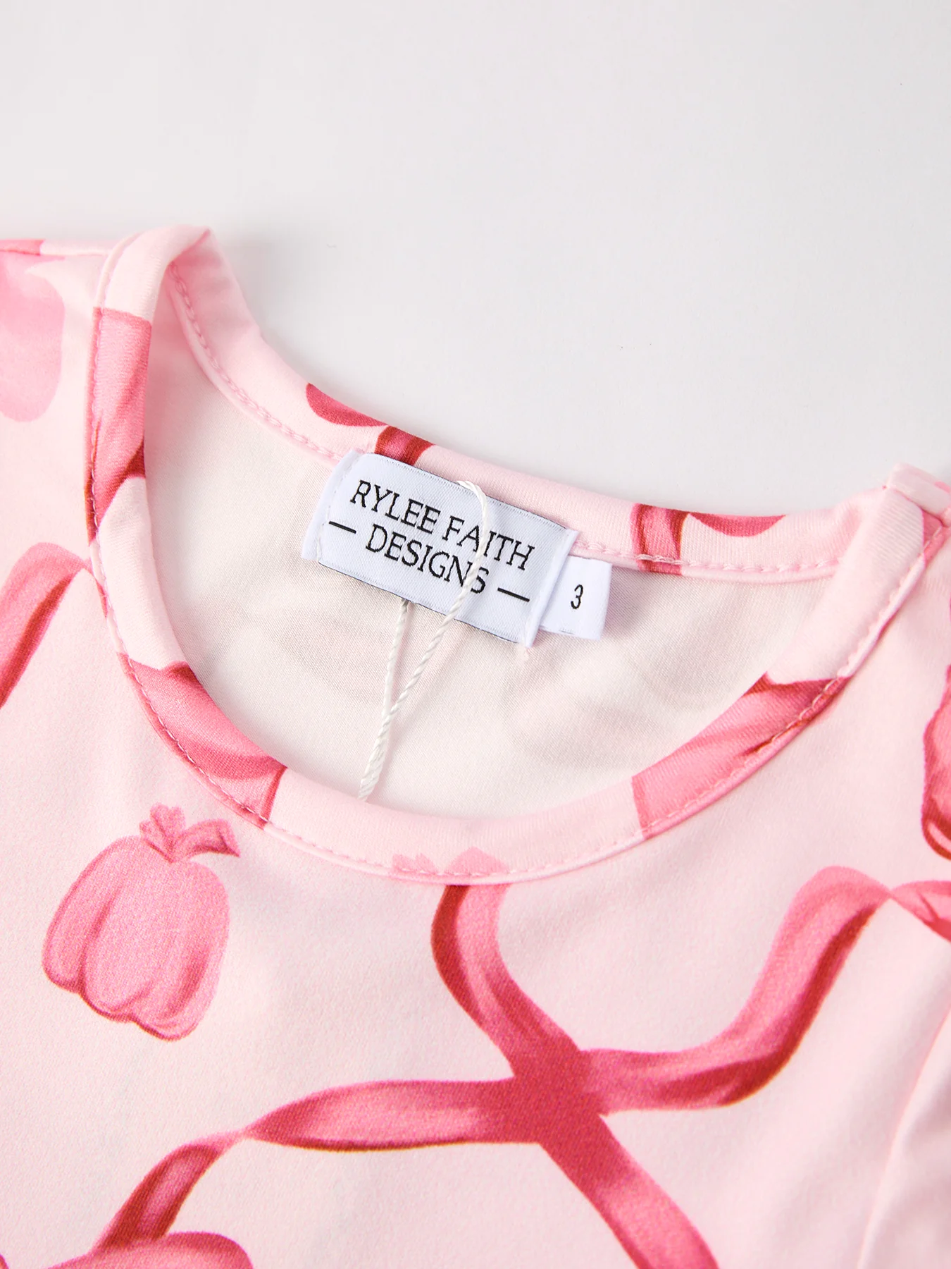 Autumn Bow Print Girls Long Sleeve Dress - Image 3
