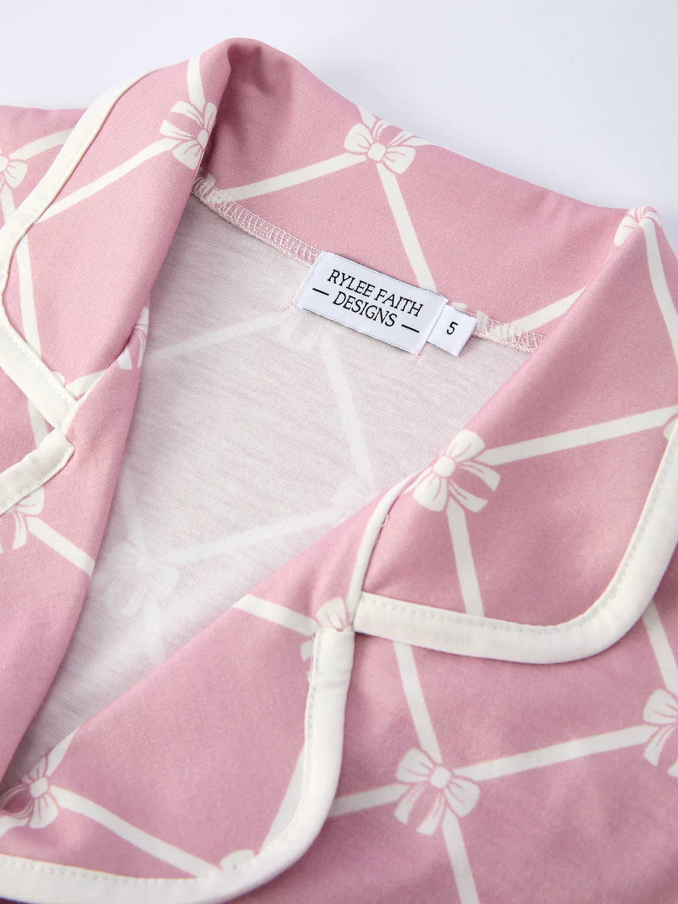 Mommy & me Autumn Check Bow Girls Lapel Pajamas - Image 13