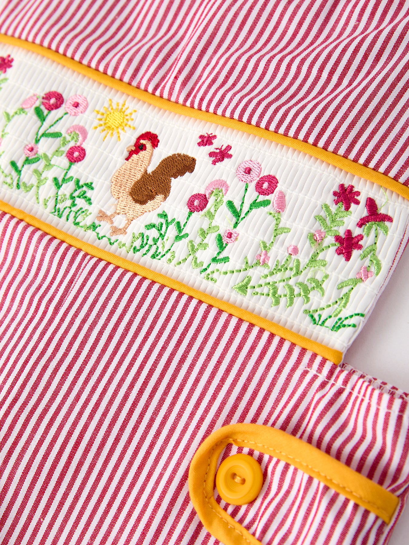 Autumn Rooster Smock Embroidered Boys Romper - Image 4