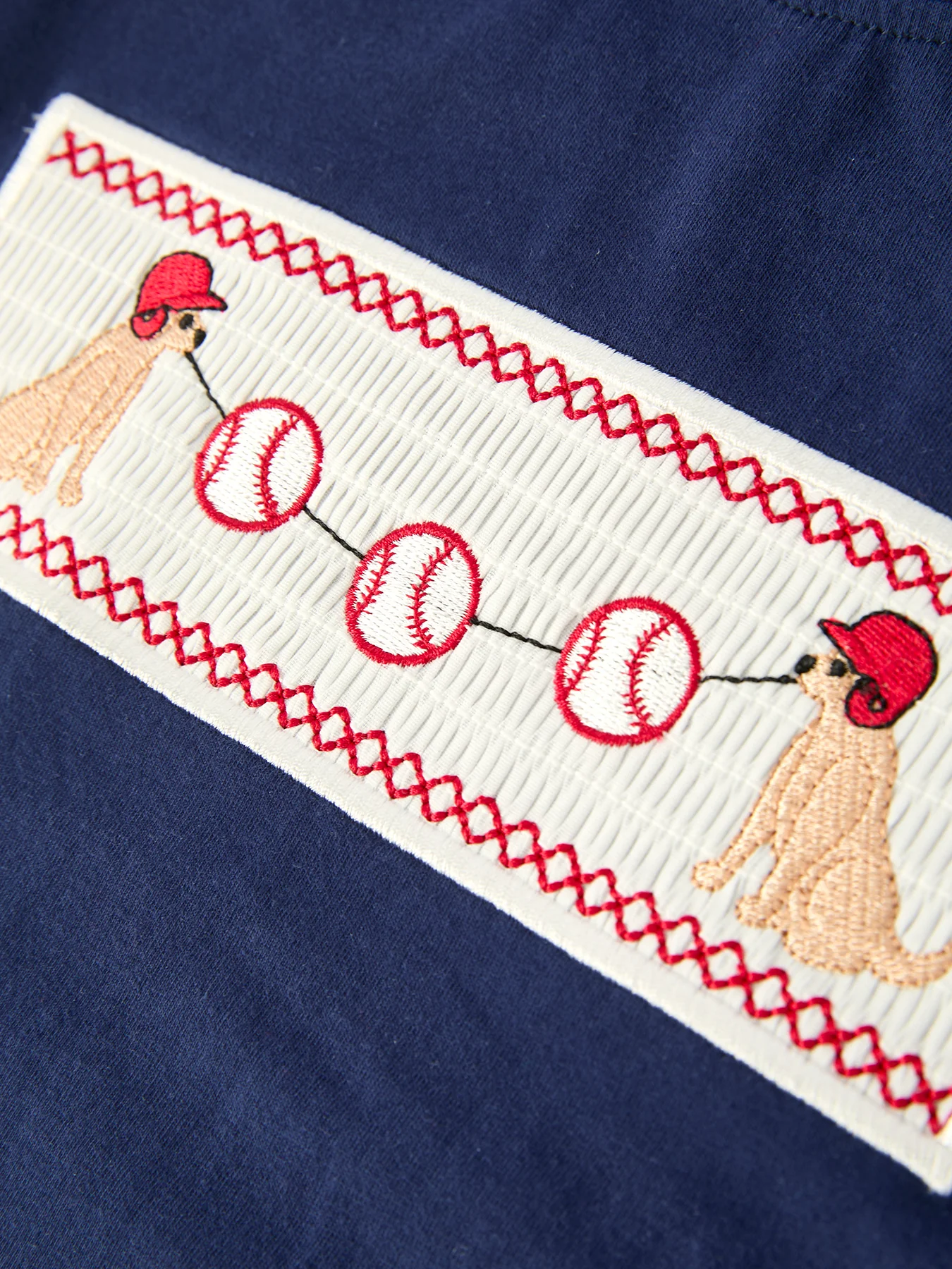 Toddler Boys Outfit – Baseball Dog Smocked Top and Plaid Shorts - Image 4
