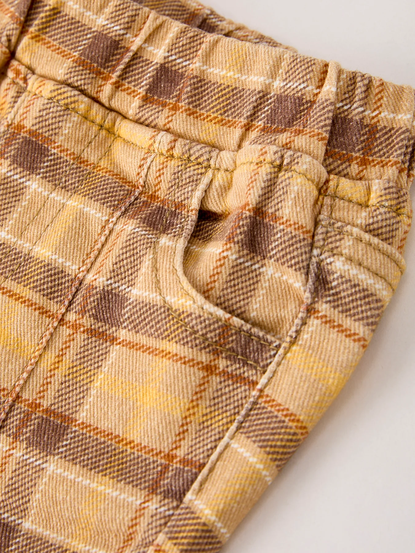 Autumn Thanksgiving Halloween Yellow and Brown Plaid Girls Jeans - Image 3