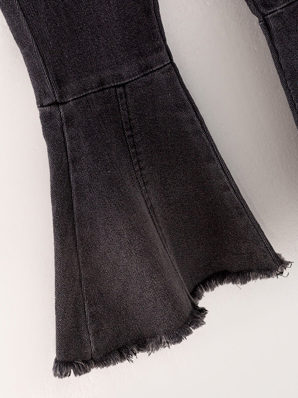 Black Tight Bell-bottoms Denim Jeans Pants - Image 4