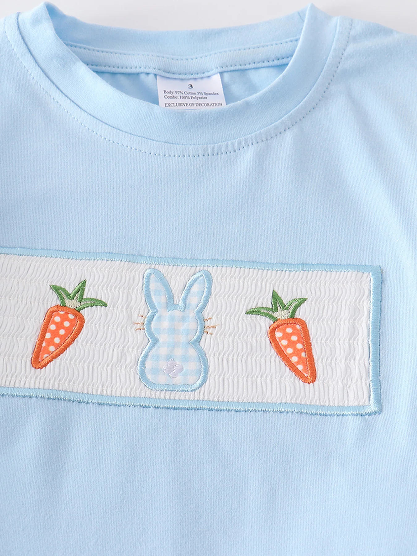 Blue Plaid Rabbit Applique Boy Set - Image 3