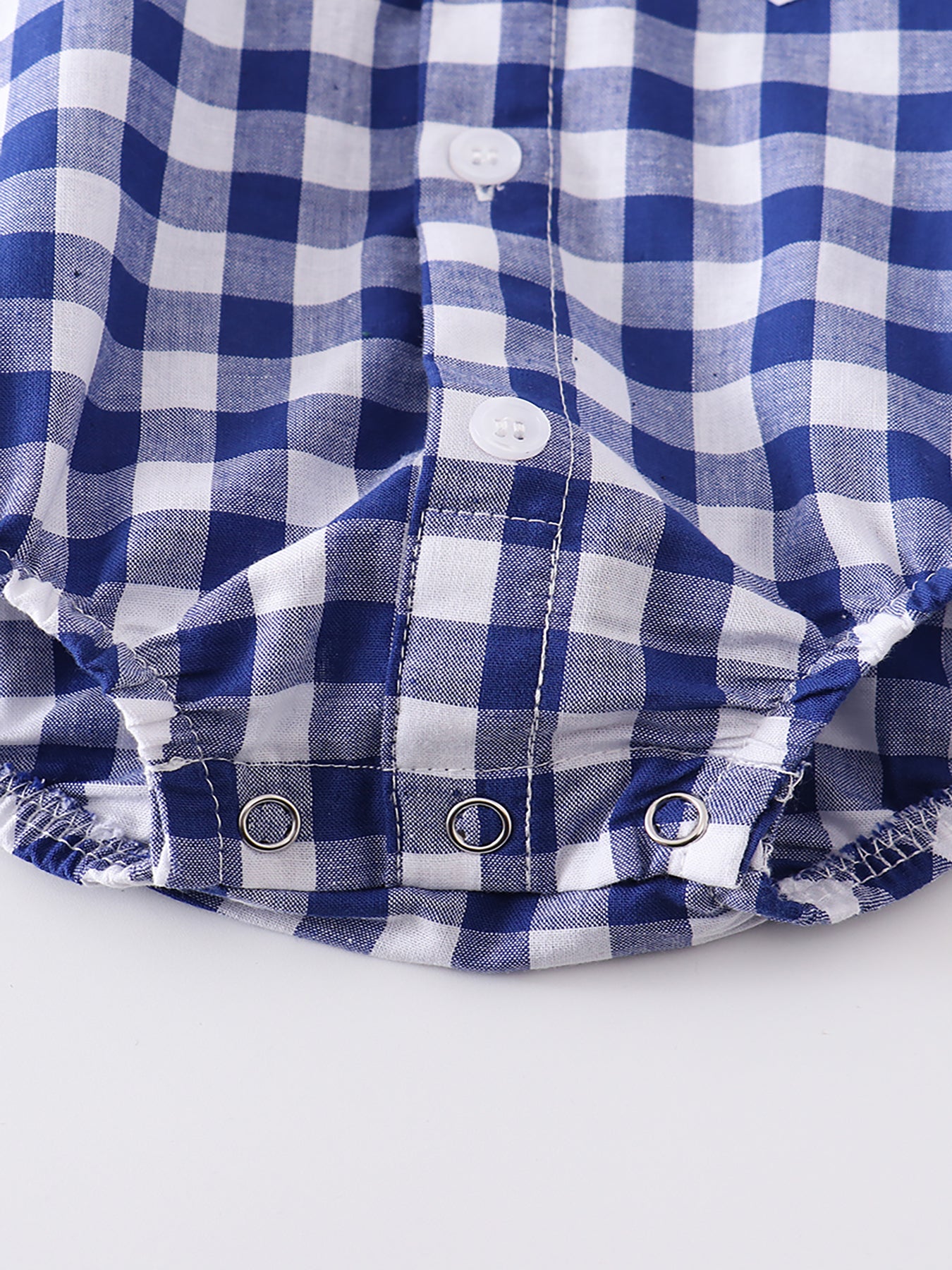 Blue Plaid Rabbit Boy Romper - Image 4