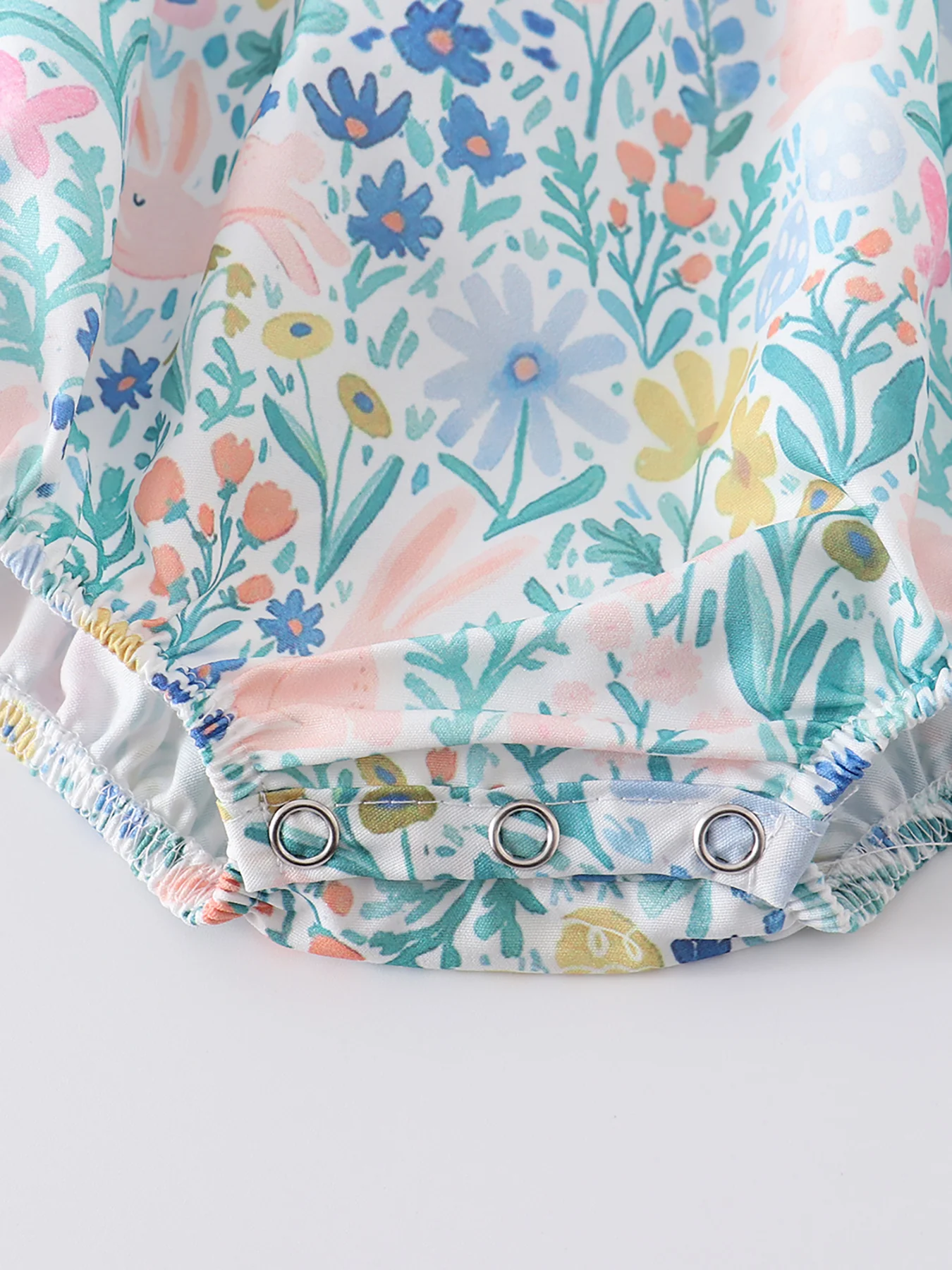 Easter Rabbit Floral Smocked Rufle Baby Romper - Image 3