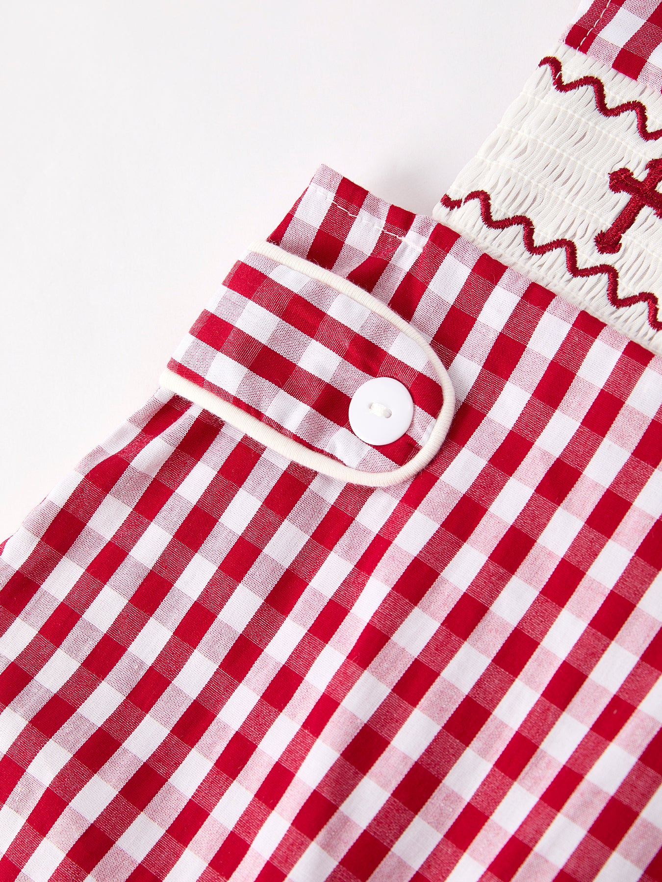 Red Plaid Smocked Church Christ Bishop Christening Baby Boys' Romper - Image 11