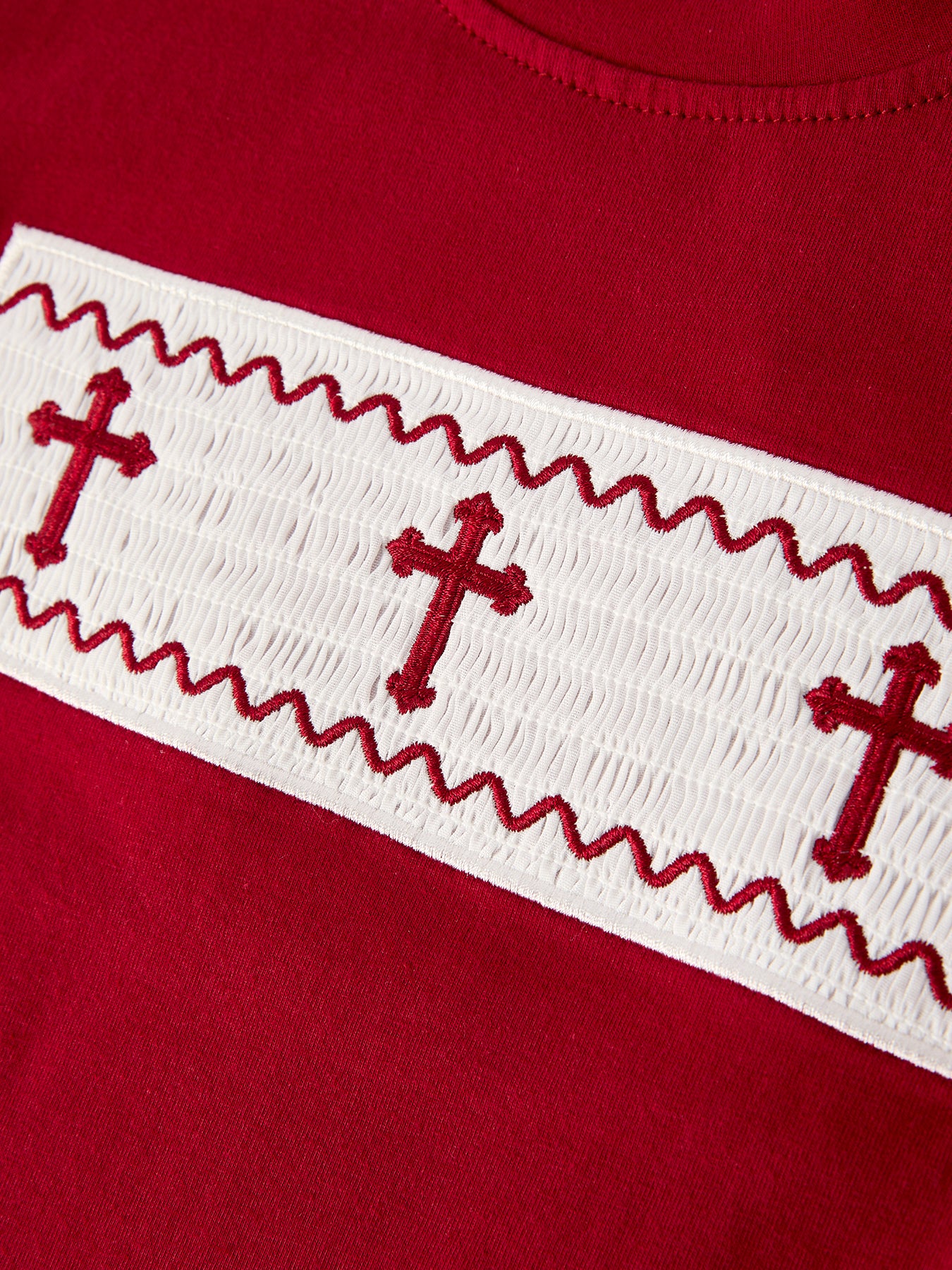 Red Plaid Smocked Church Christ Bishop Christening Boys'Set - Image 3