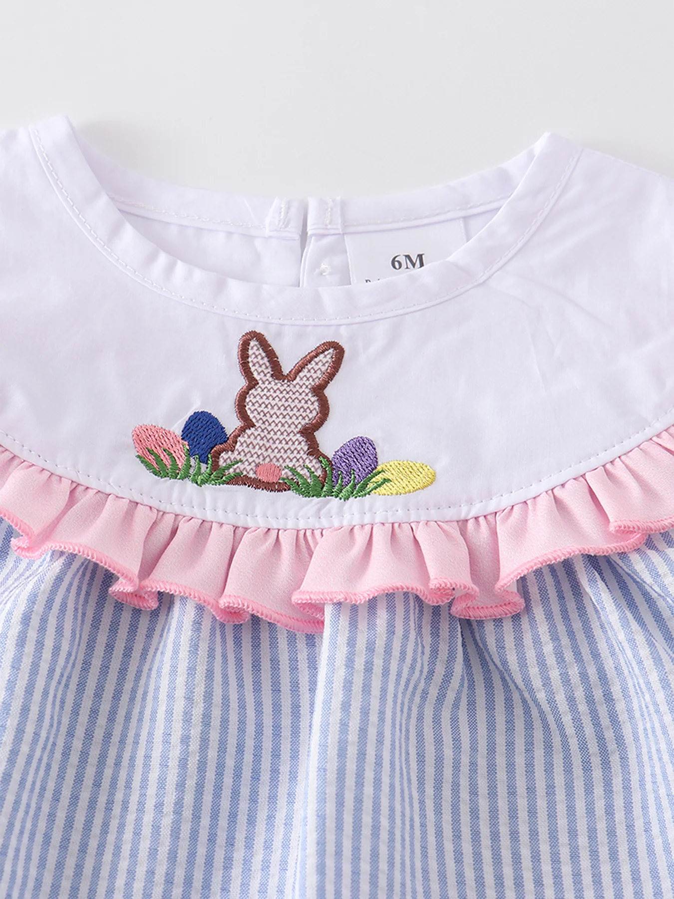 Blue Stripe Rabbit Applique Baby Set - Image 3