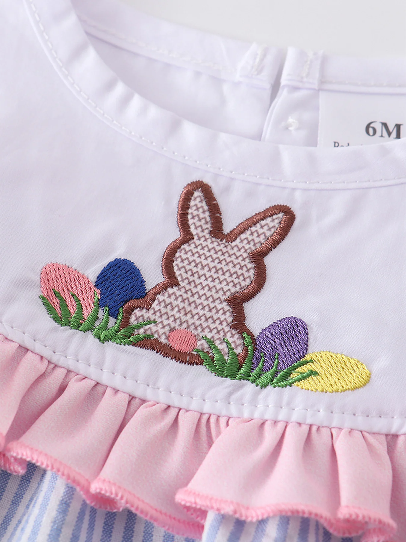 Blue Stripe Rabbit Applique Baby Set - Image 4