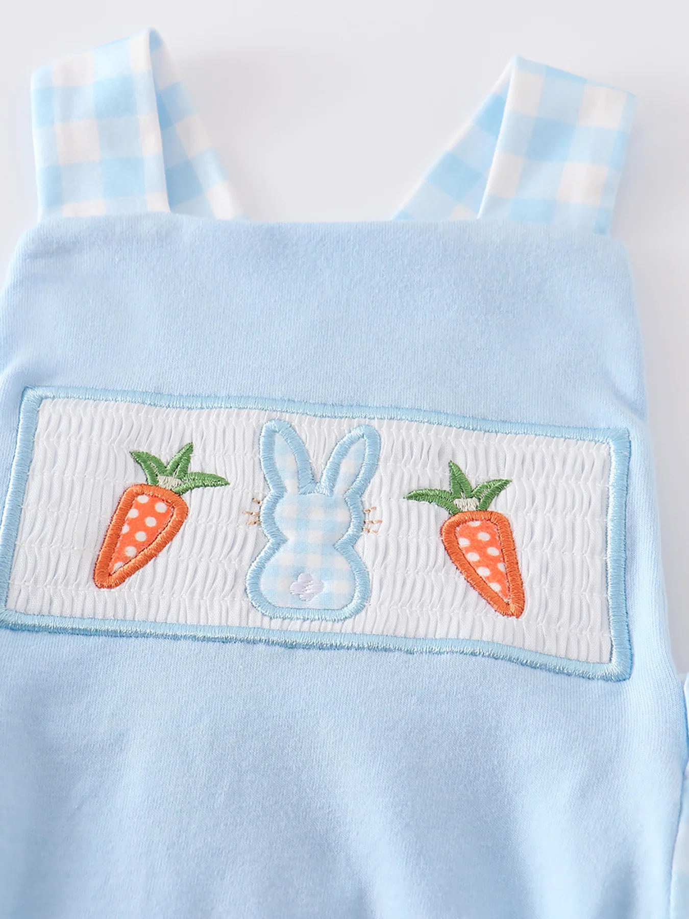Blue Stripe Rabbit Applique Boy Romper - Image 3