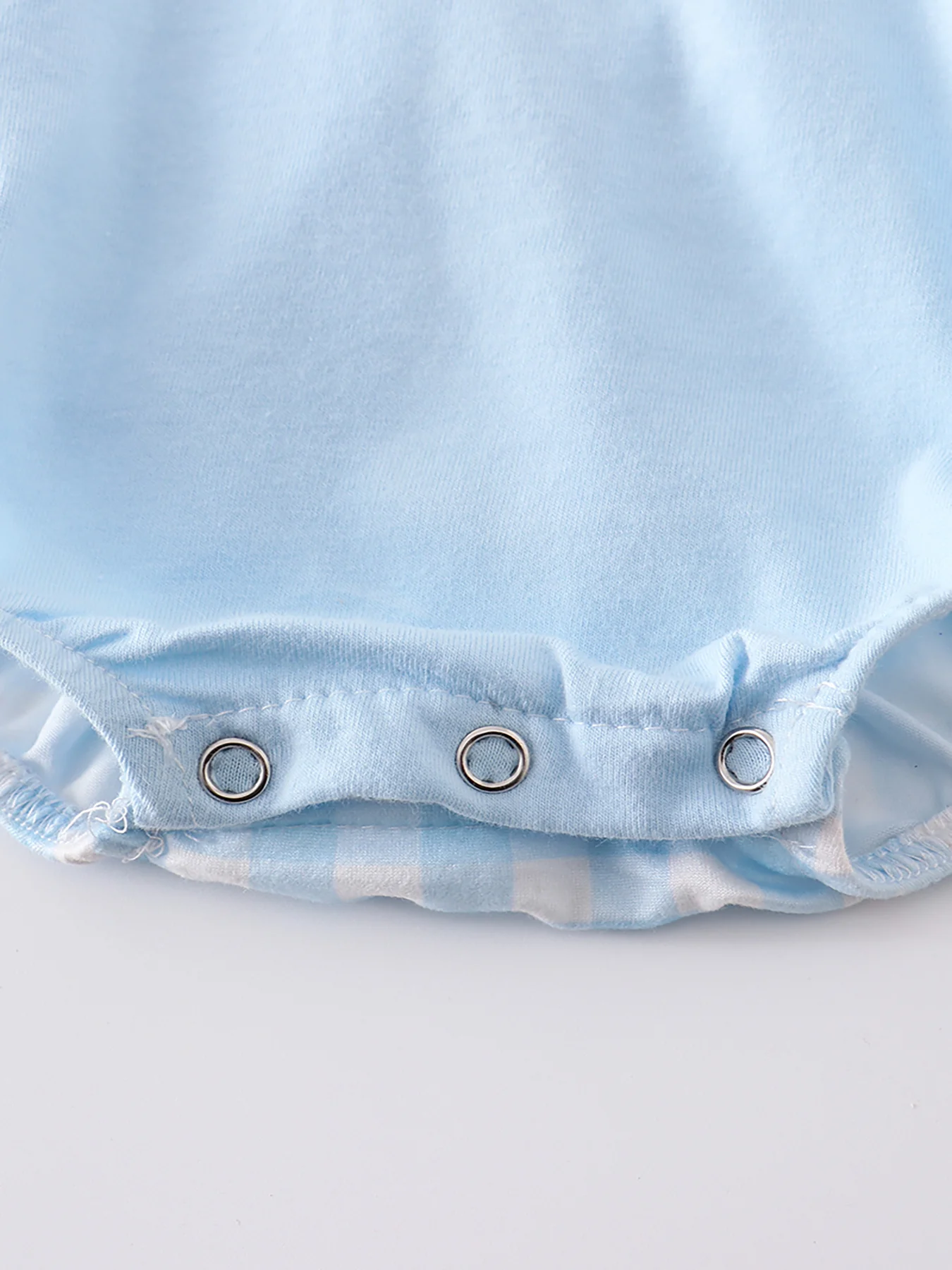 Blue Stripe Rabbit Applique Boy Romper - Image 4
