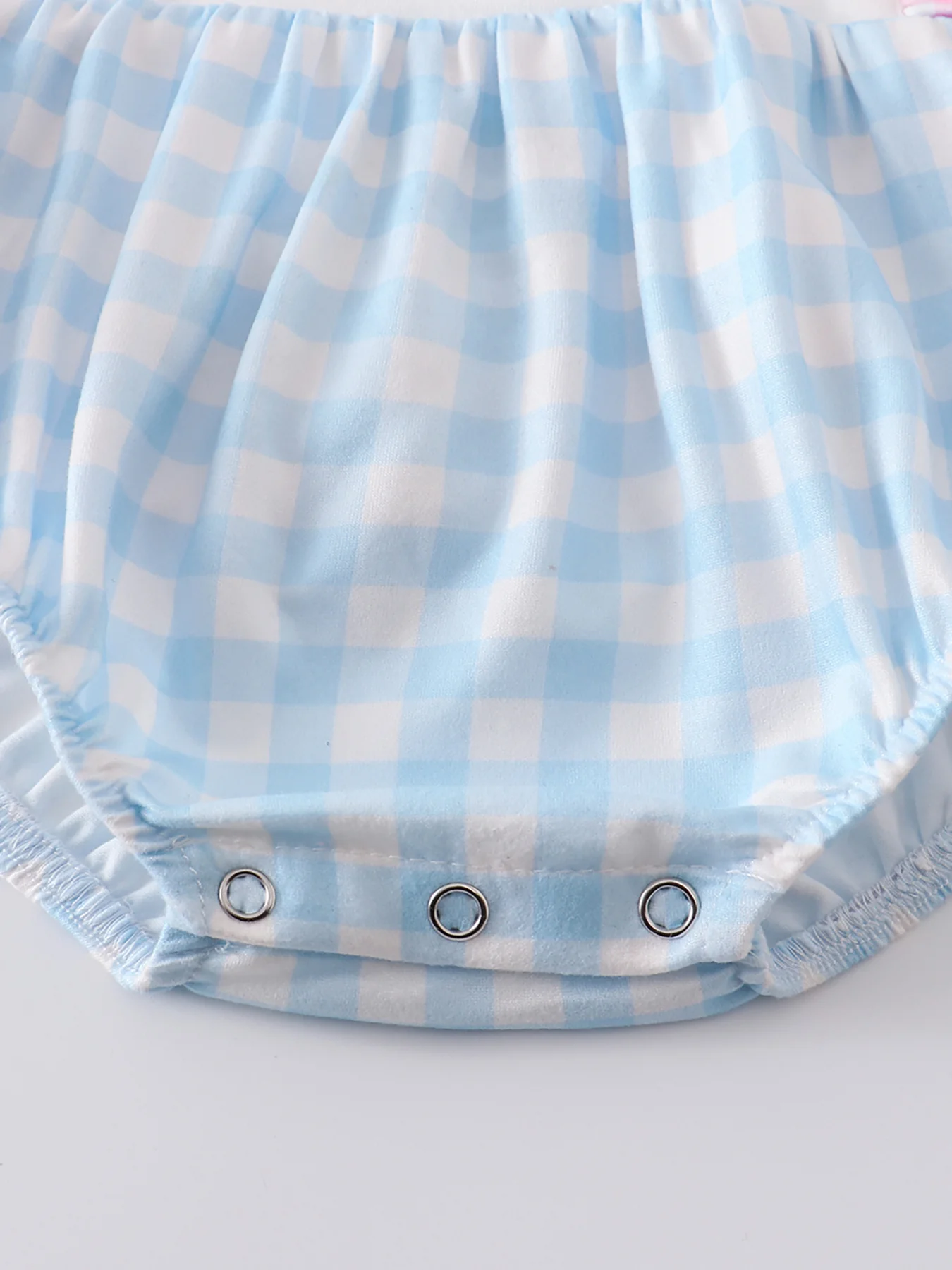 Blue Stripe Rabbit Applique Ruffle Baby Romper - Image 4