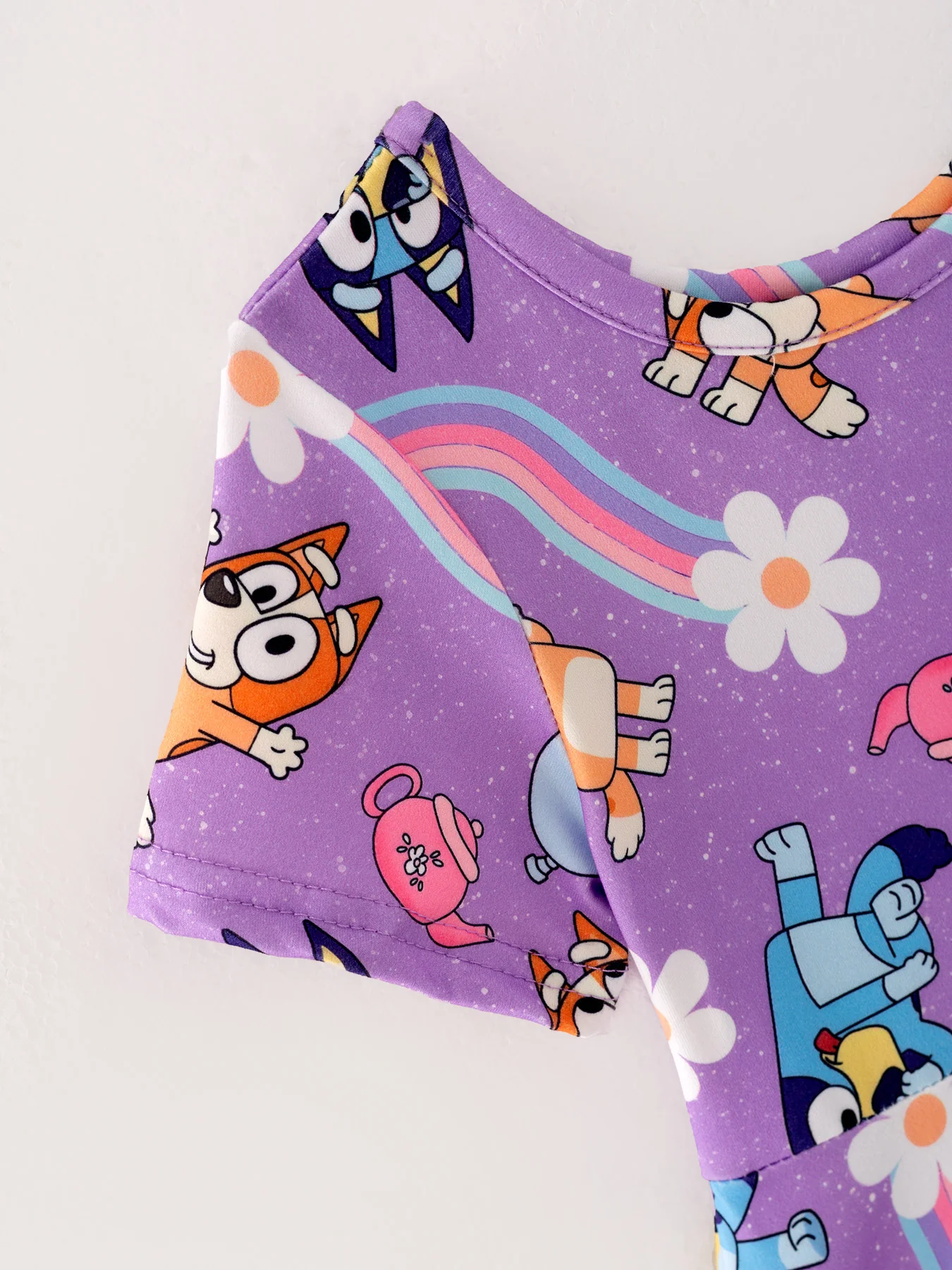 Girls Rainbow Print Milk Silk Dress - Image 3