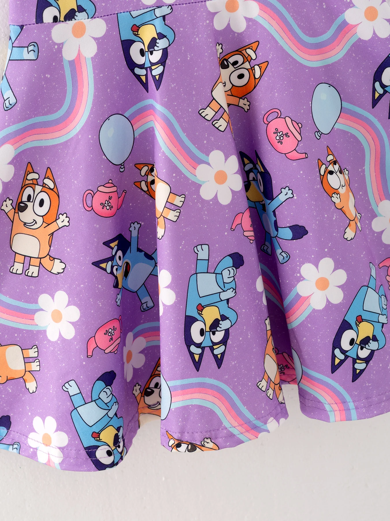 Girls Rainbow Print Milk Silk Dress - Image 4