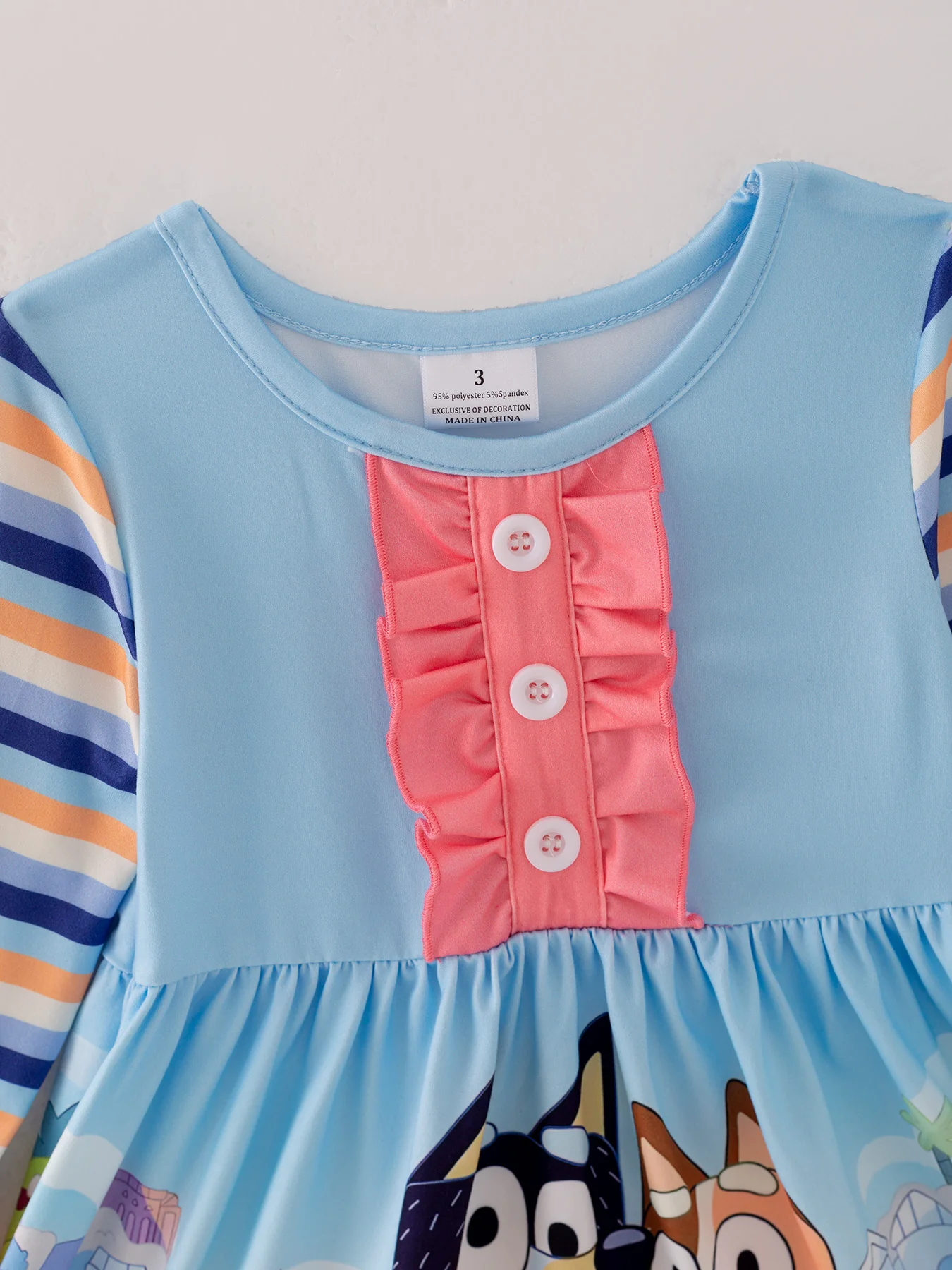 Cartoon Long Sleeve Girls Milk Silk Dress - Image 4