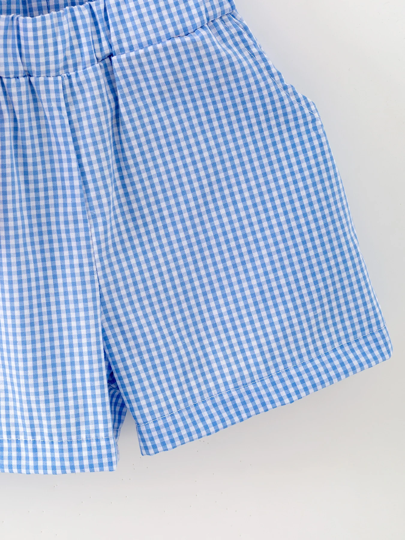 Toddler Boys Red Baseball Smocked Tee and Blue Plaid Shorts Set - Image 3
