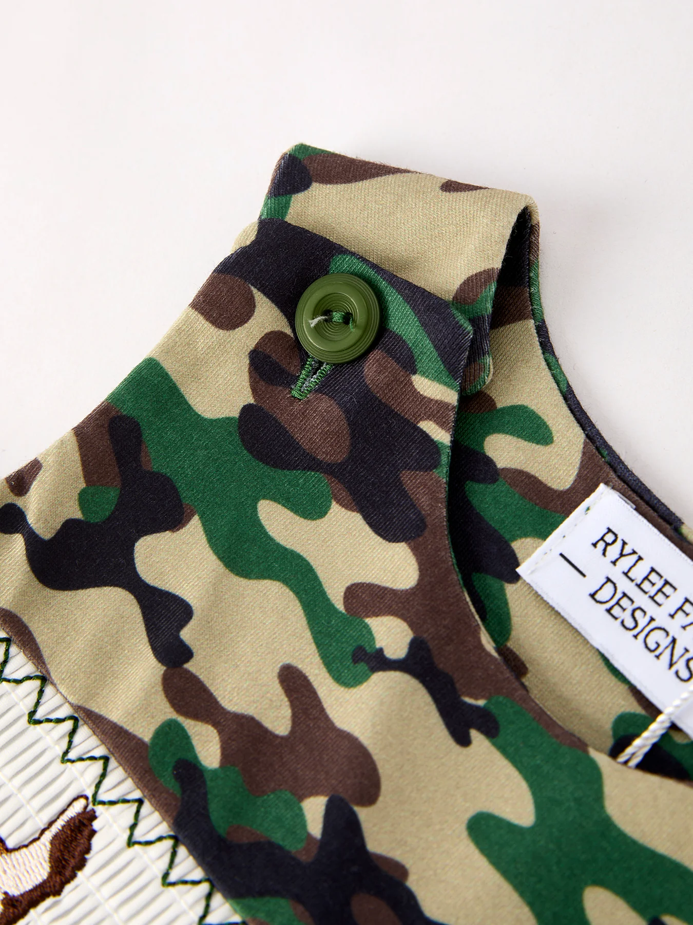 Camouflage Duck Smocking Embroidery Baby Boy Romper - Image 8