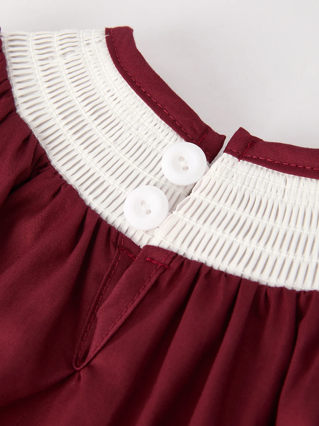 Dark Red Smocked Church Christ Bishop Christening Girls Romper - Image 4