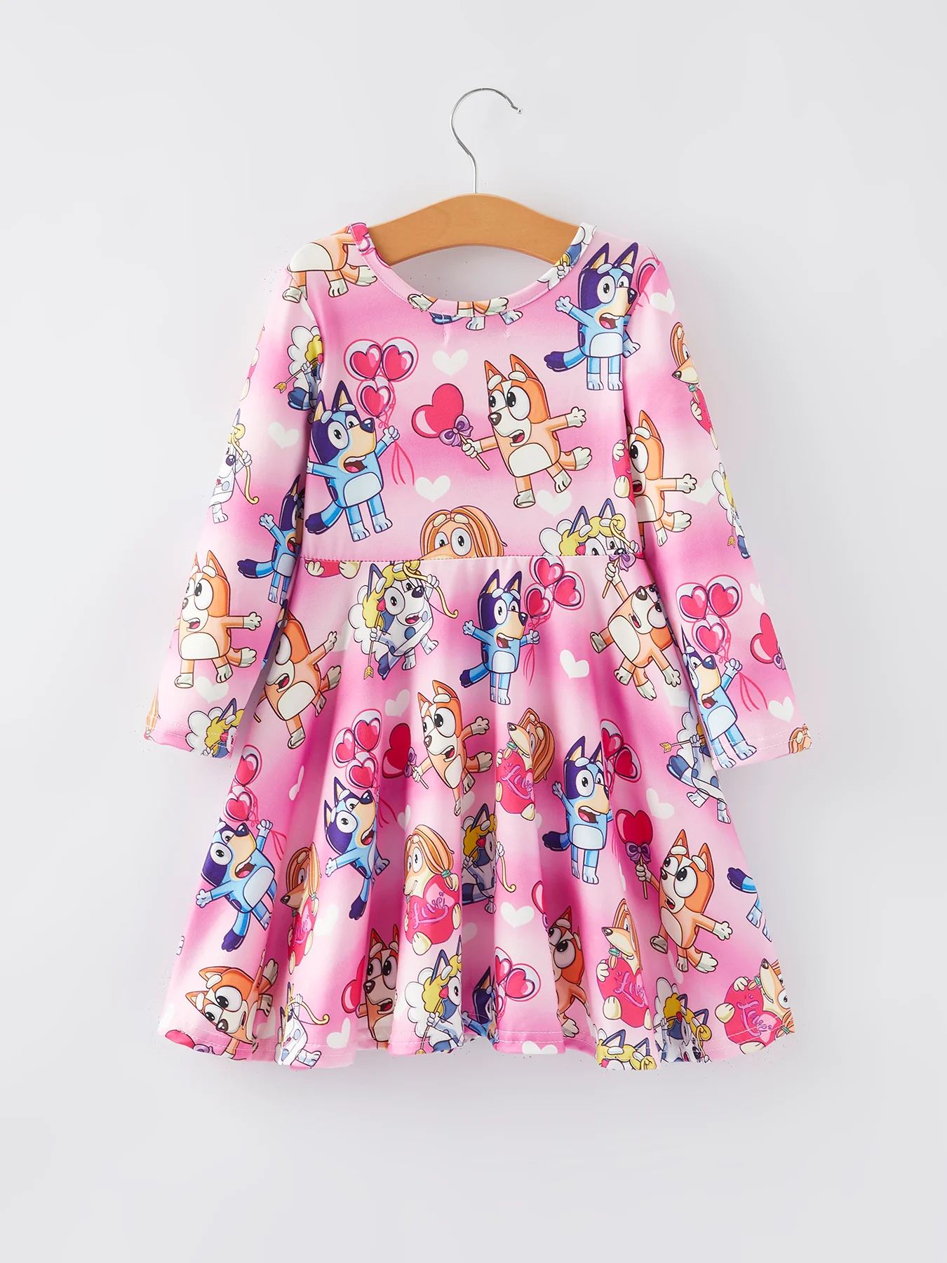 Pink Print  Girls Long Sleeve Girls Twirly Dress - Image 2