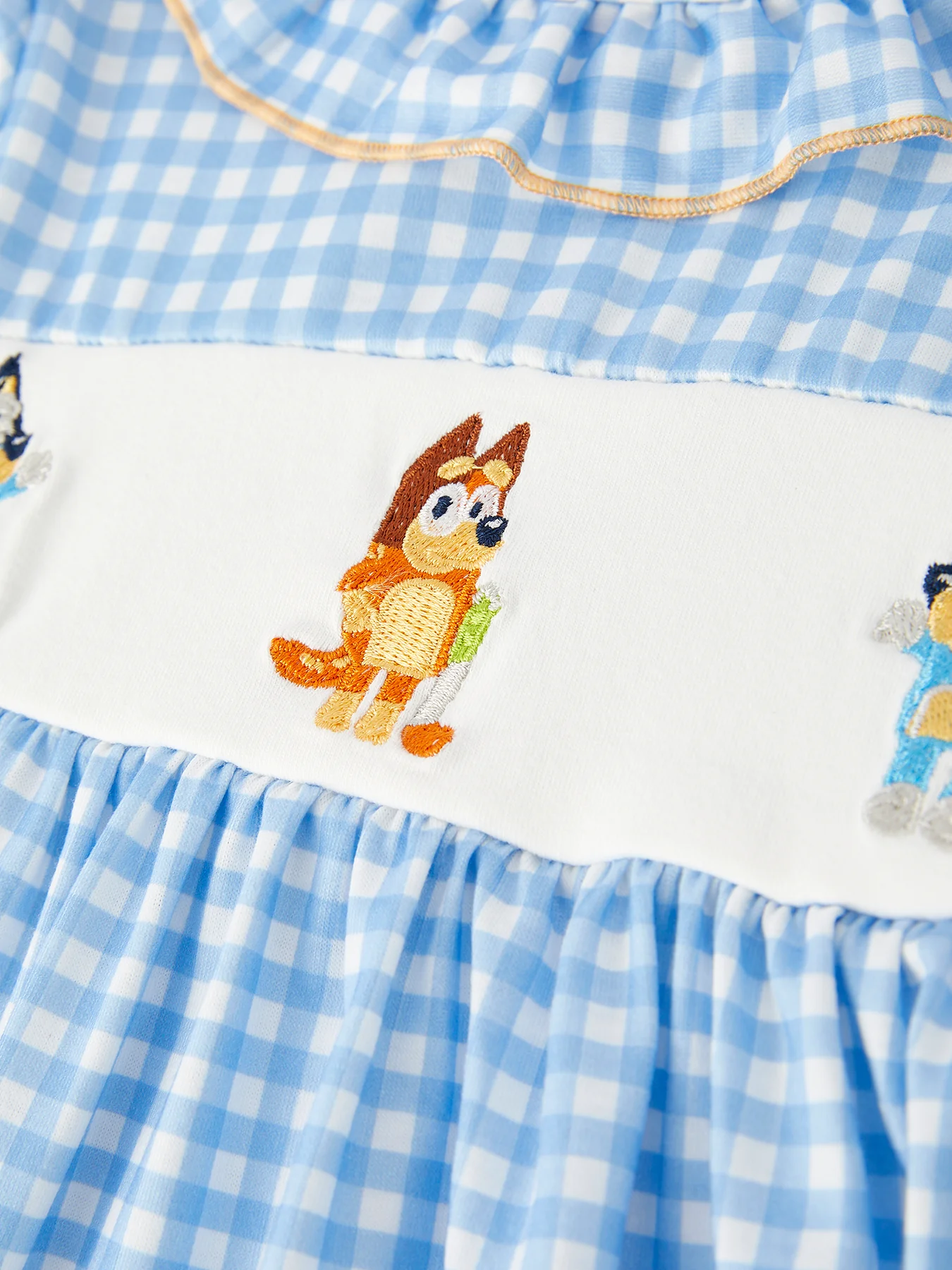 Cartoon Embroidered Girls Plaid Dress - Image 4
