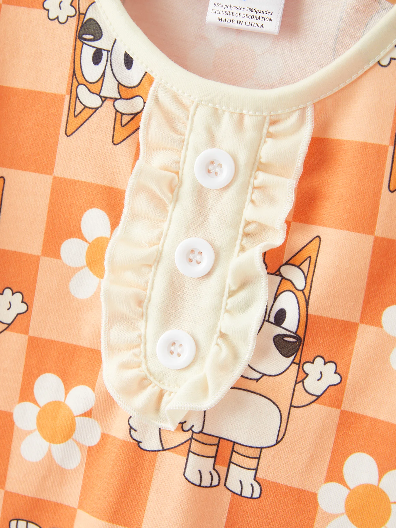 Cartoon Girls Print Orange Pajama Outfit Set - Image 3