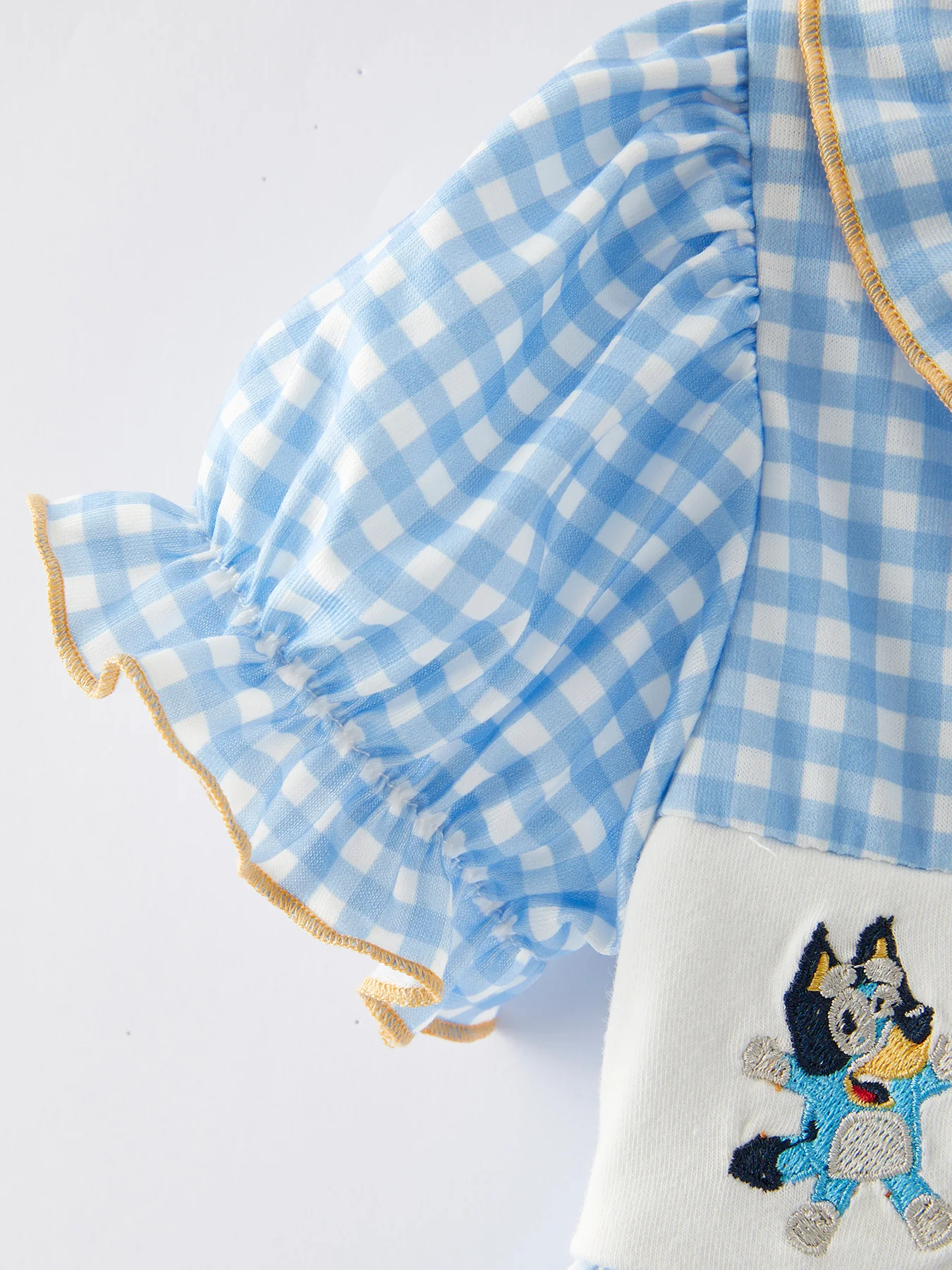 Cartoon Plaid Embroidered Girls Pants Outfit Set - Image 4