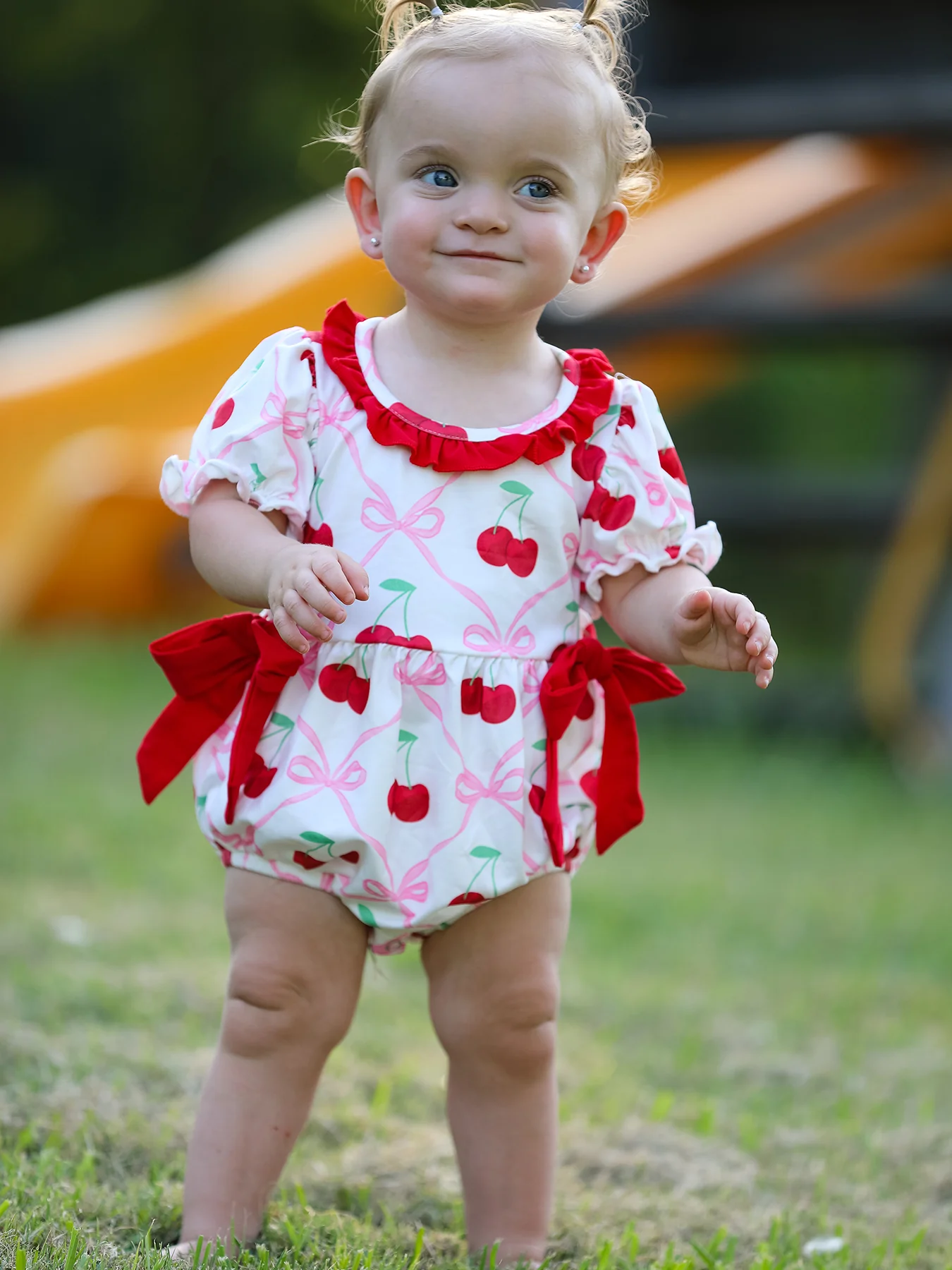 Cherry Bow Girls' Romper - Image 3