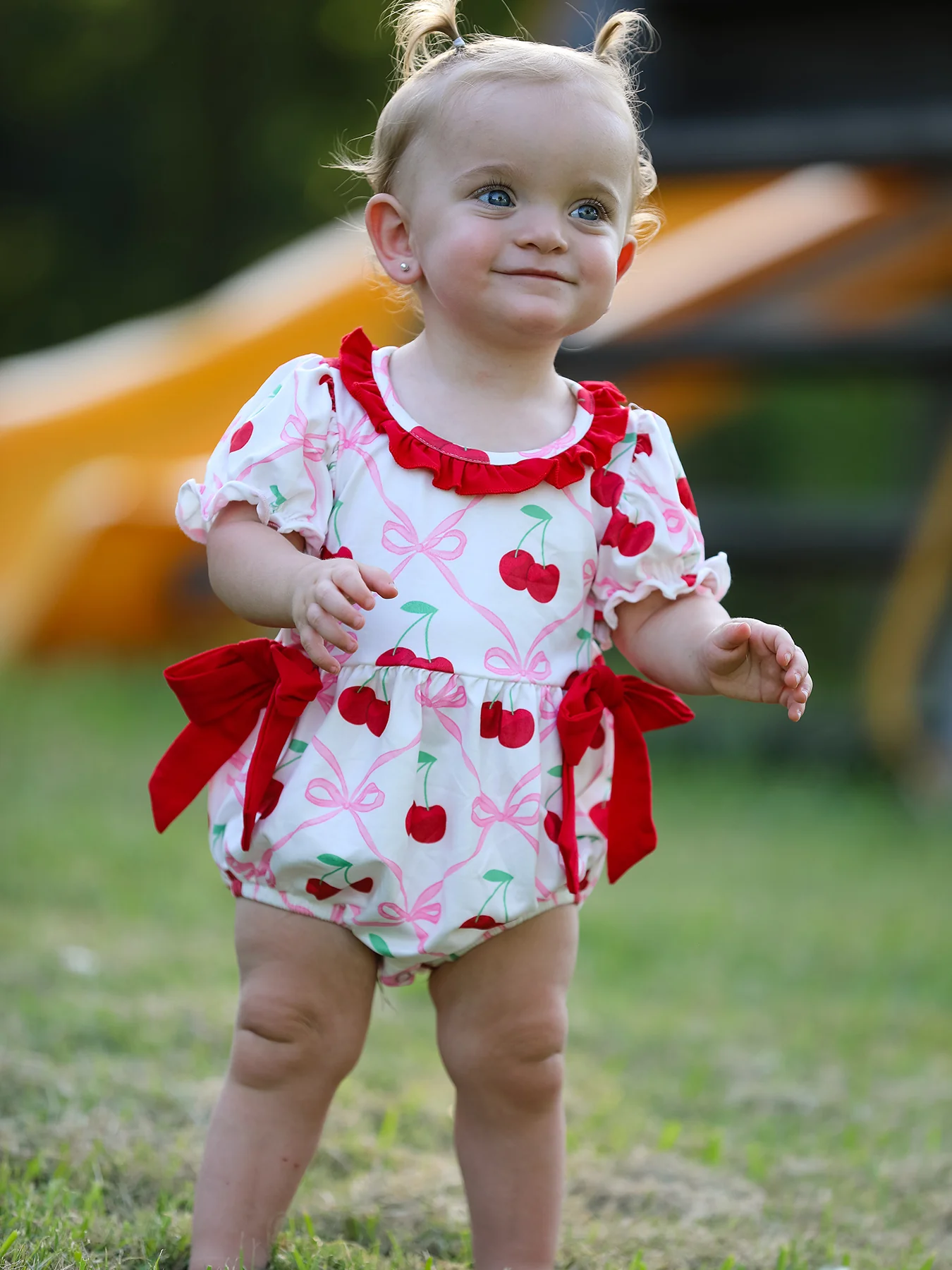 Cherry Bow Girls' Romper - Image 4