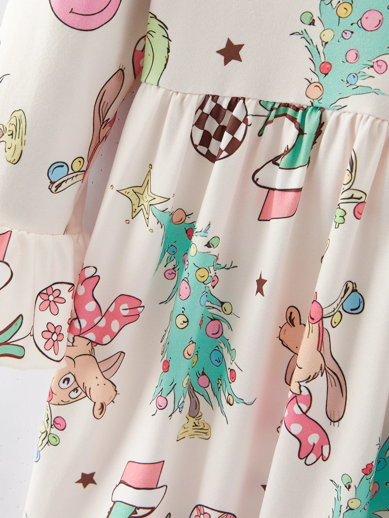 Christmas Cartoon Characters Print Girls Dress - Image 4