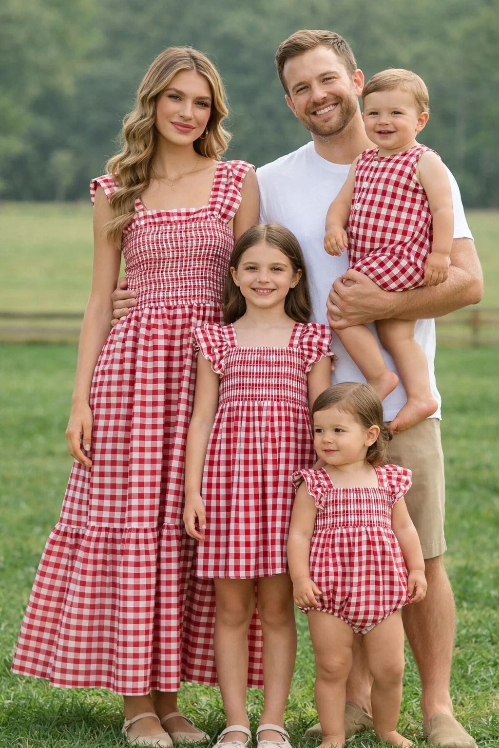 Summer Plaid Smocked Ruffle Boys Romper Sibling Outfits - Image 7