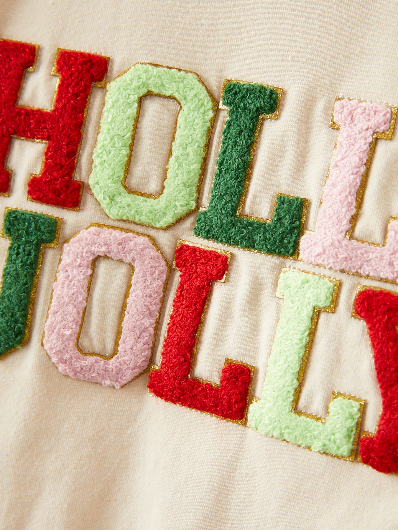 Christmas Letter Applique Top + Flared Pants Outfit Set - Image 2