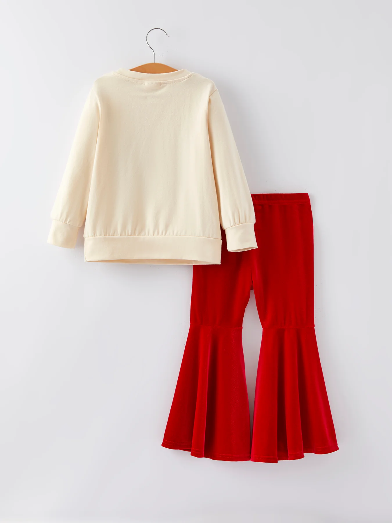 Christmas Letter Applique Top + Flared Pants Outfit Set - Image 3