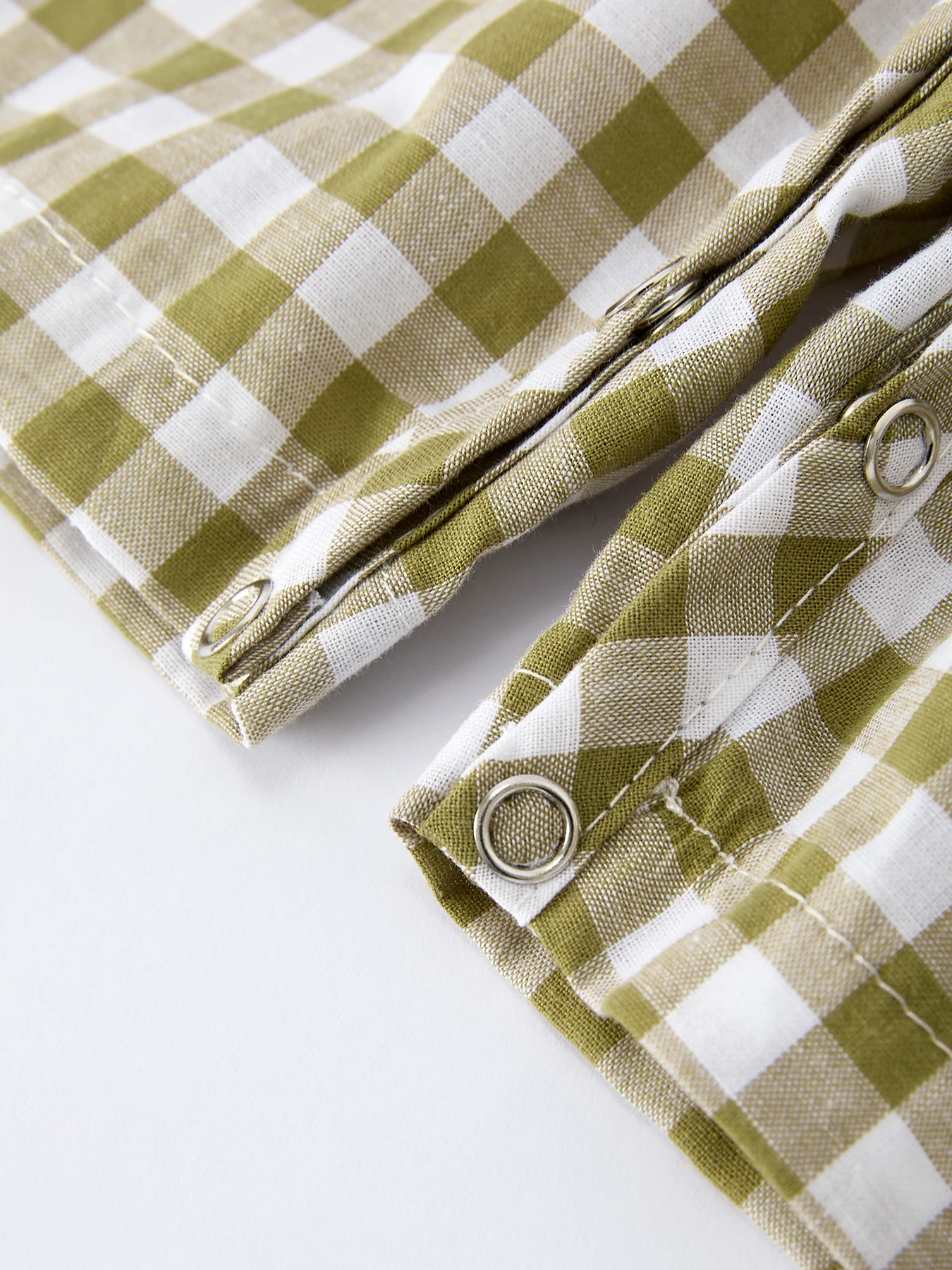 Green Plaid Fish Embroidered Smocked Baby Boy Romper - Image 5
