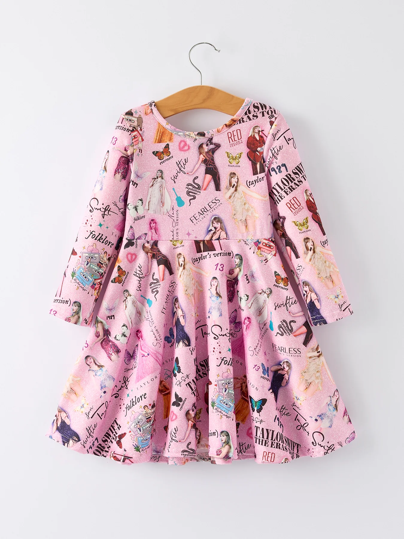 Christmas Ts Twirly Print Girls Milk Silk Dress:Musical Journey in Style - Image 7