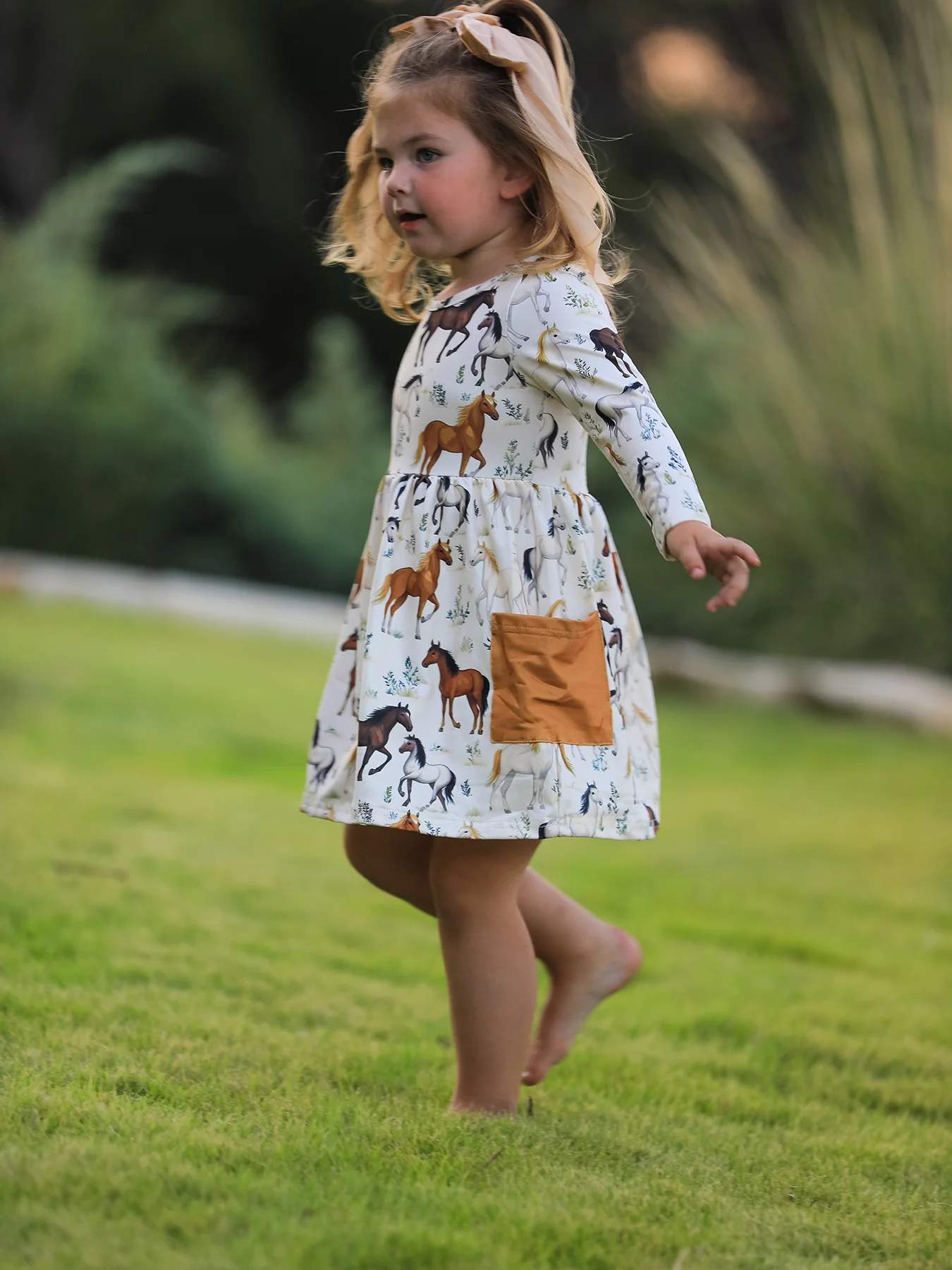 Western Horse Print Long Sleeve Dress - Image 4