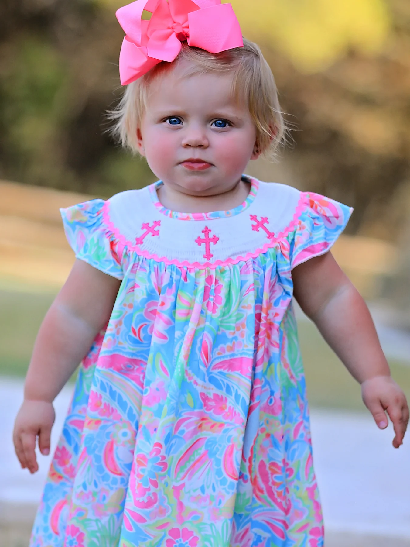 Easter Cross Smocking Embroidery Baby Girl Dress - Image 5