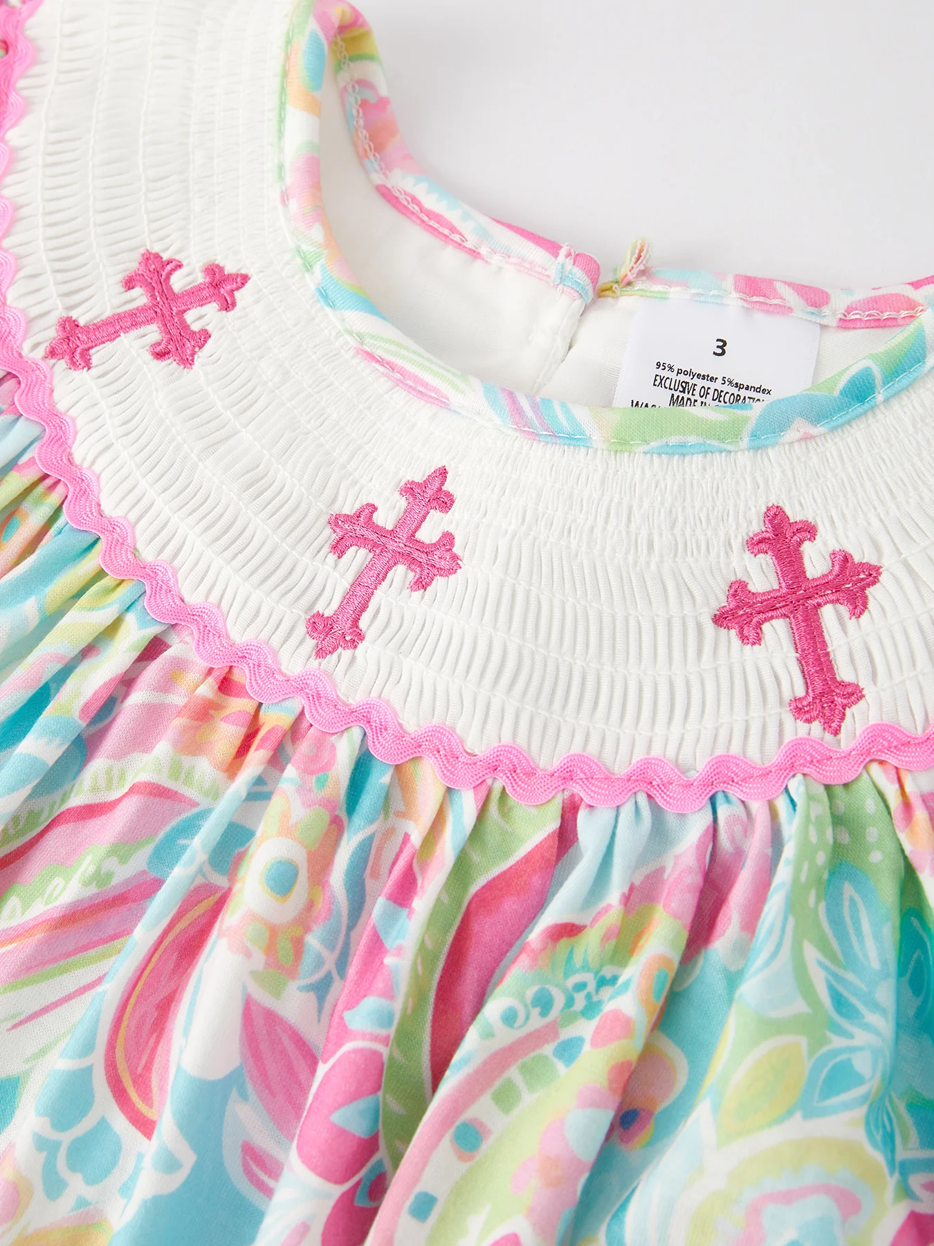 Easter Cross Smocking Embroidery Baby Girl Dress - Image 8