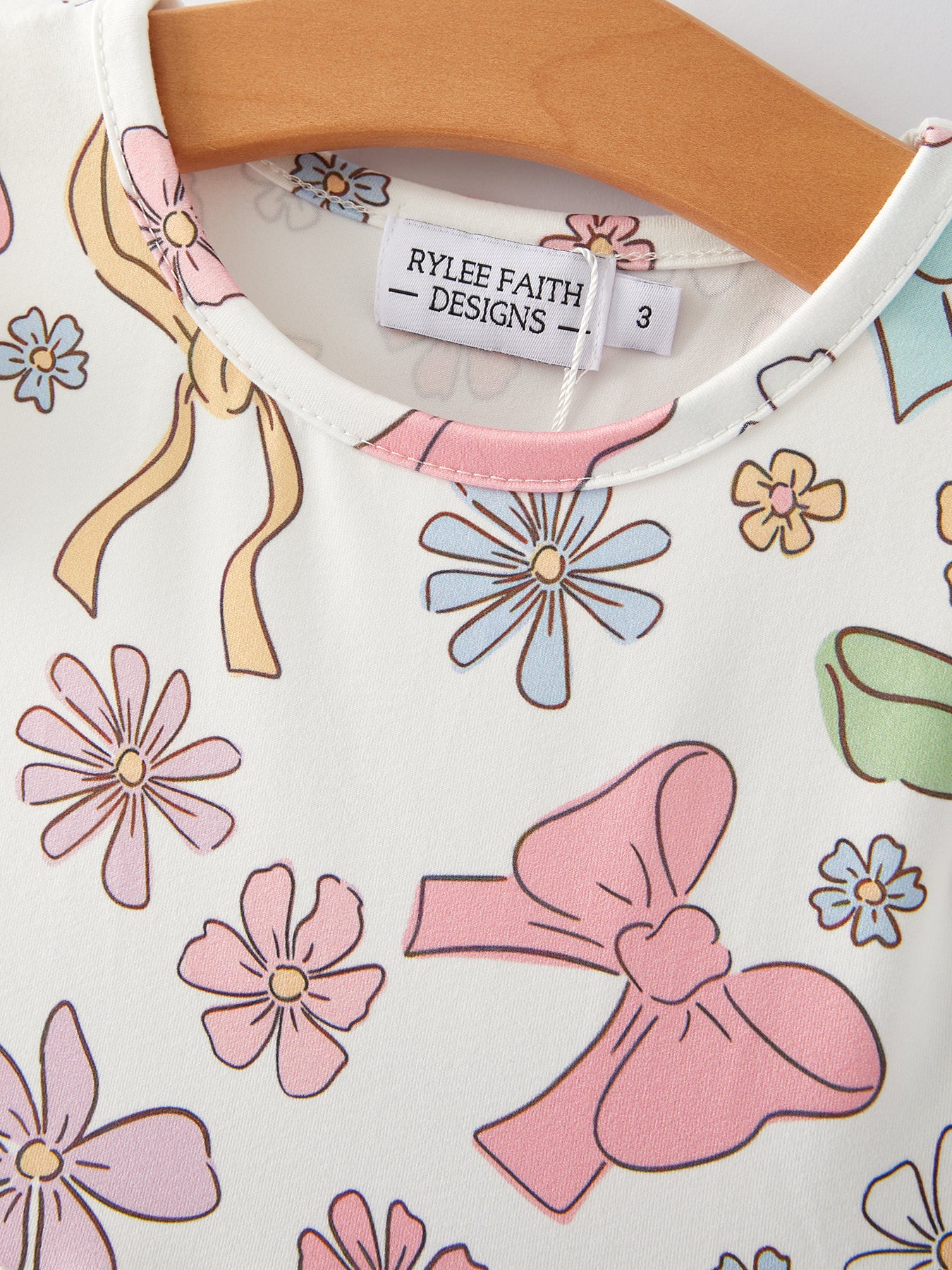Easter Bow Floral Print Fly Sleeve Girls Dress - Image 3