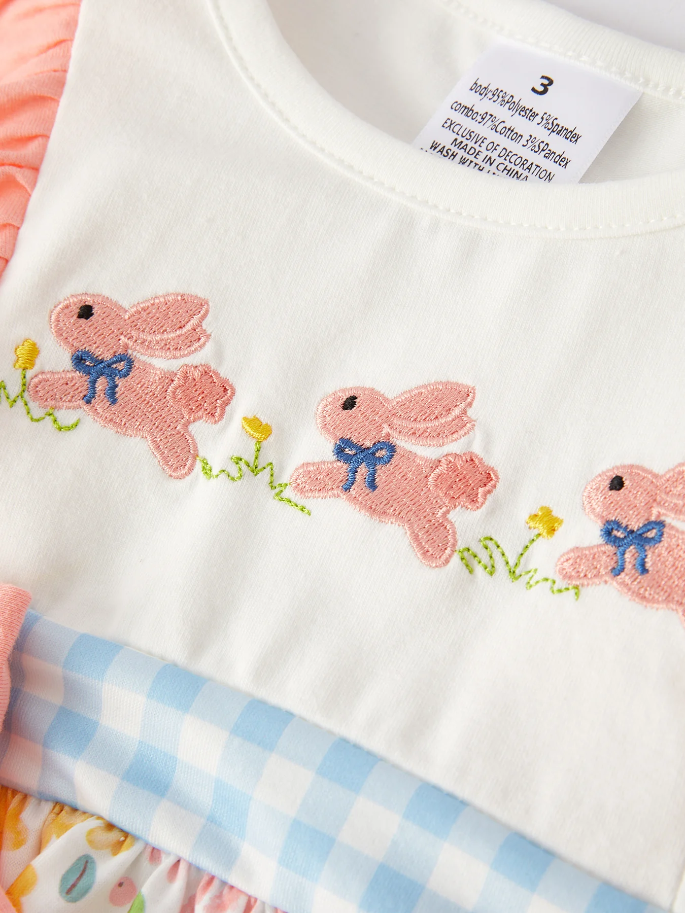 Easter Bunny Embroidery Girls Outfits set - Image 4