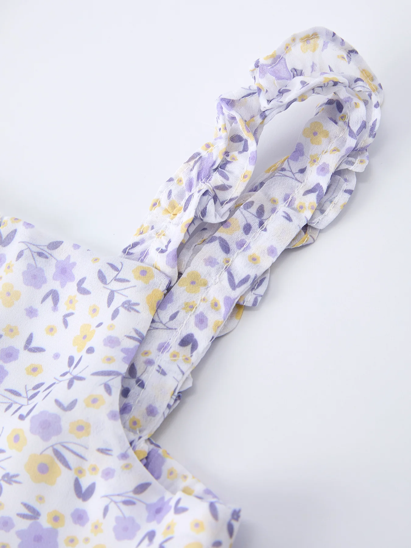 Spring Floral Girls Ruffle Bow Spaghetti Strap Dress - Image 3
