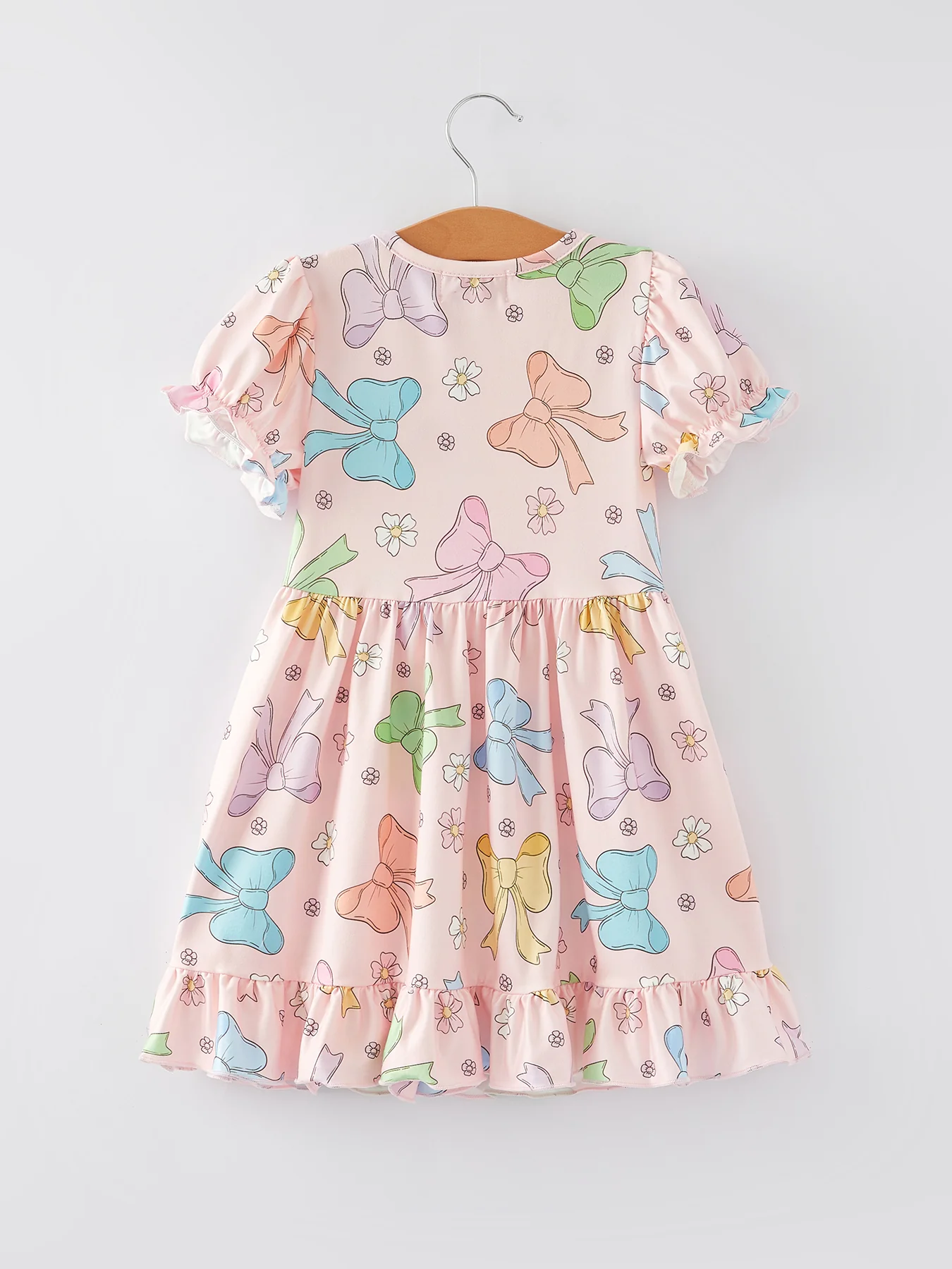 Colorful Bow Print Ruffles Girls Dress - Image 5