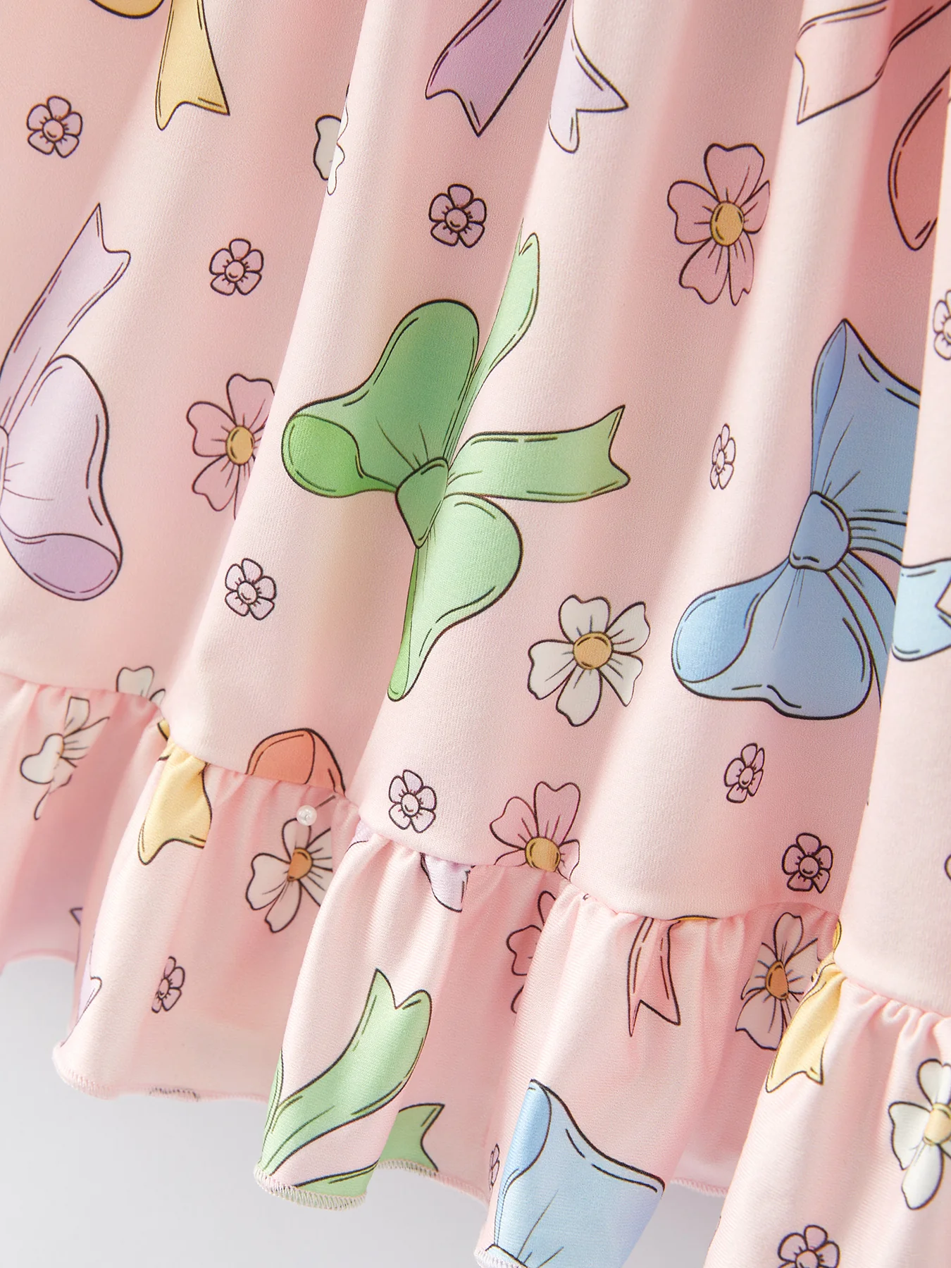 Colorful Bow Print Ruffles Girls Dress - Image 8