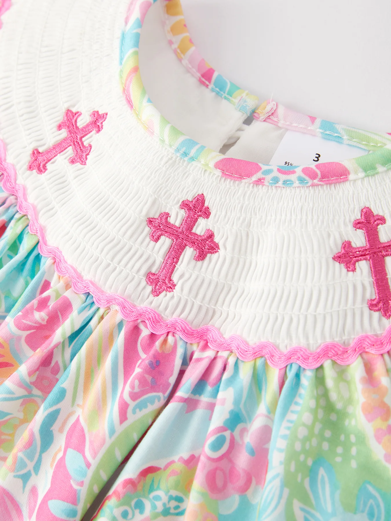 Easter Cross Smocking Embroidery Baby Girl Set - Image 8