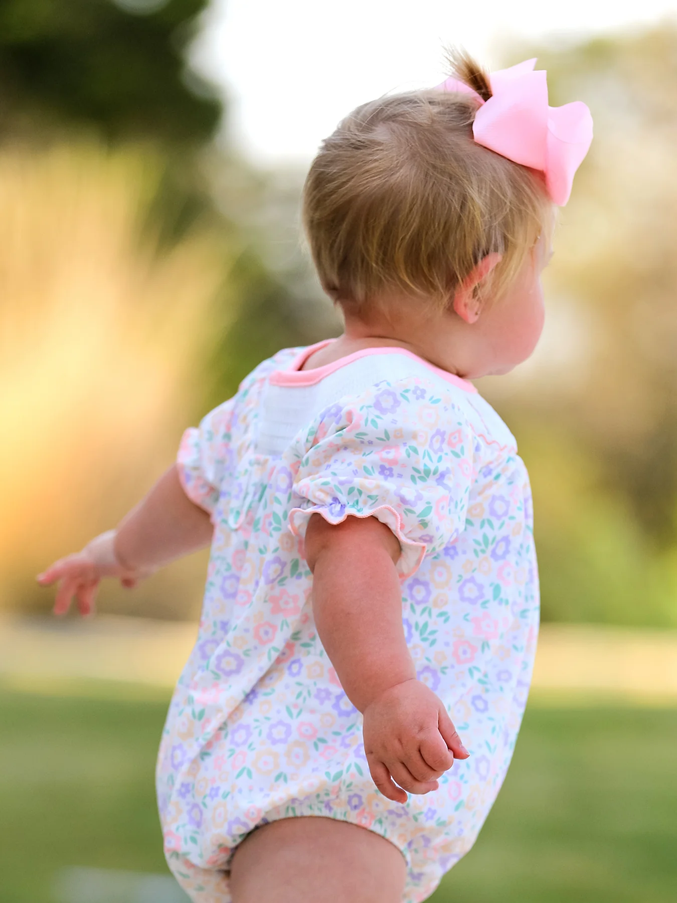 Spring Summer Cross Smocking Embroidery Colorful Romper - Image 4