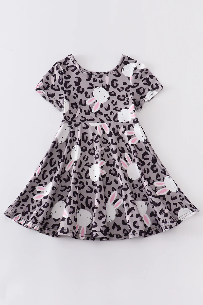 Easter Leopard Rabbit Girl Twirl Dress - Image 5